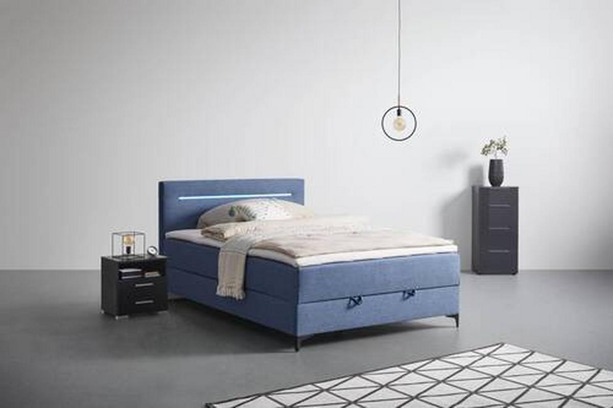 PAT TIP BOXSPRING JERRY - albastru închis, Konventionell, textil (140/200cm) - Mömax