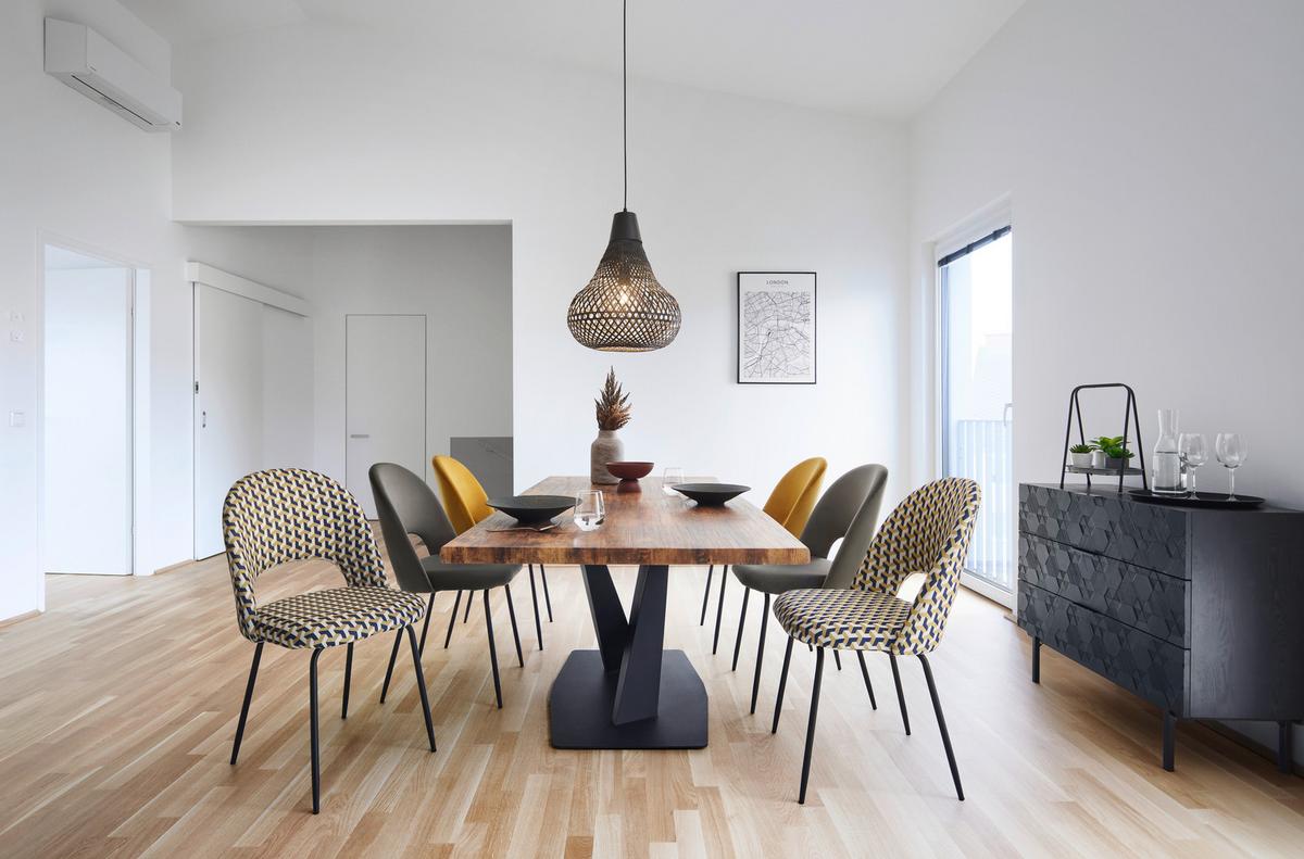 KRZESŁO ROMY - czarny/szary, Modern, metal/tkanina (51/88/58cm) - Bessagi Home