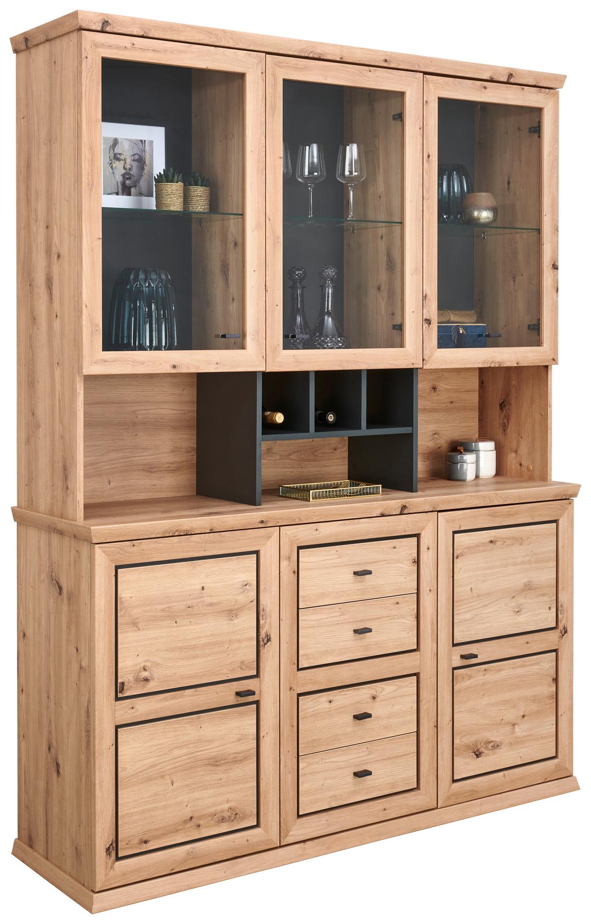 Bife Omara Harvey, Barva Hrasta Artisan - barve hrasta/antracit, Konvencionalno, kovina/steklo (160/209,2/43cm)