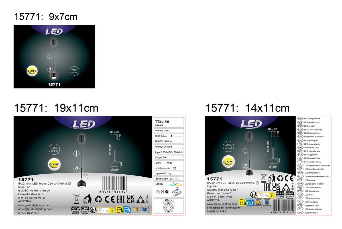 Led Viseća Svjetiljka Donovan - bijela/crni krom, Design, metal/plastika (12/150cm) - Globo