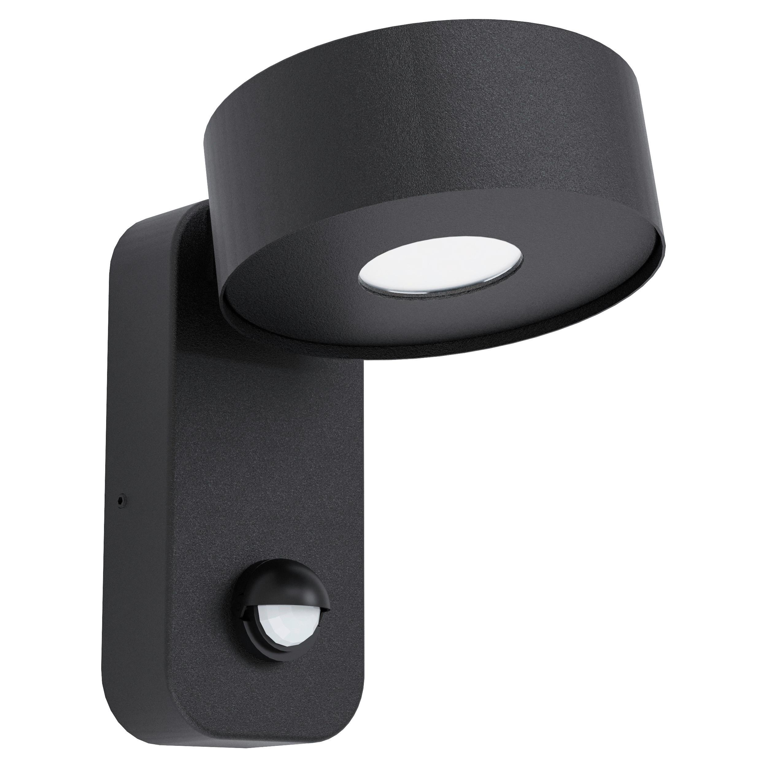 Aussenwandleuchte Palosco Inkl. Sensor Schwarz - Transparent/Schwarz, Design, Kunststoff/Metall (17/11,5/15,5cm) - Eglo