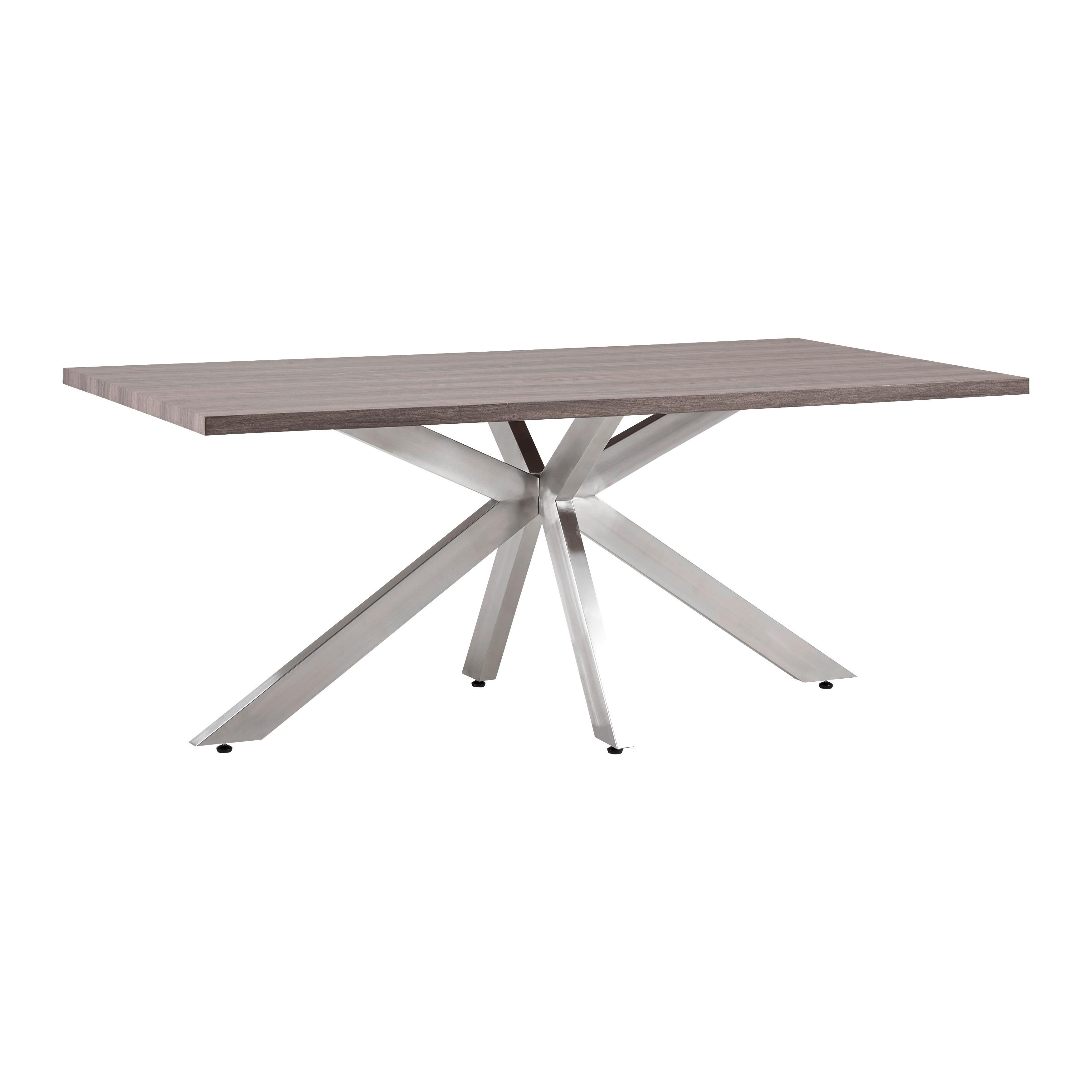 Esstisch Ilias Walnussfarben MDF ca. 180x90 cm - Edelstahlfarben/Silberfarben, MODERN, Holz/Metall (180/90/76cm) - Bessagi Home