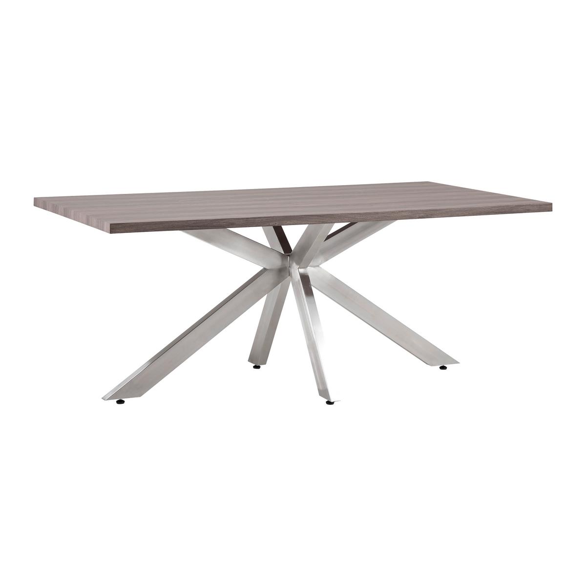 Esstisch Holz, massiv "Ilias" ca. 180x90 cm, Walnuss - Edelstahlfarben/Silberfarben, Modern, Holz/Metall (180/90/76cm) - Bessagi Home