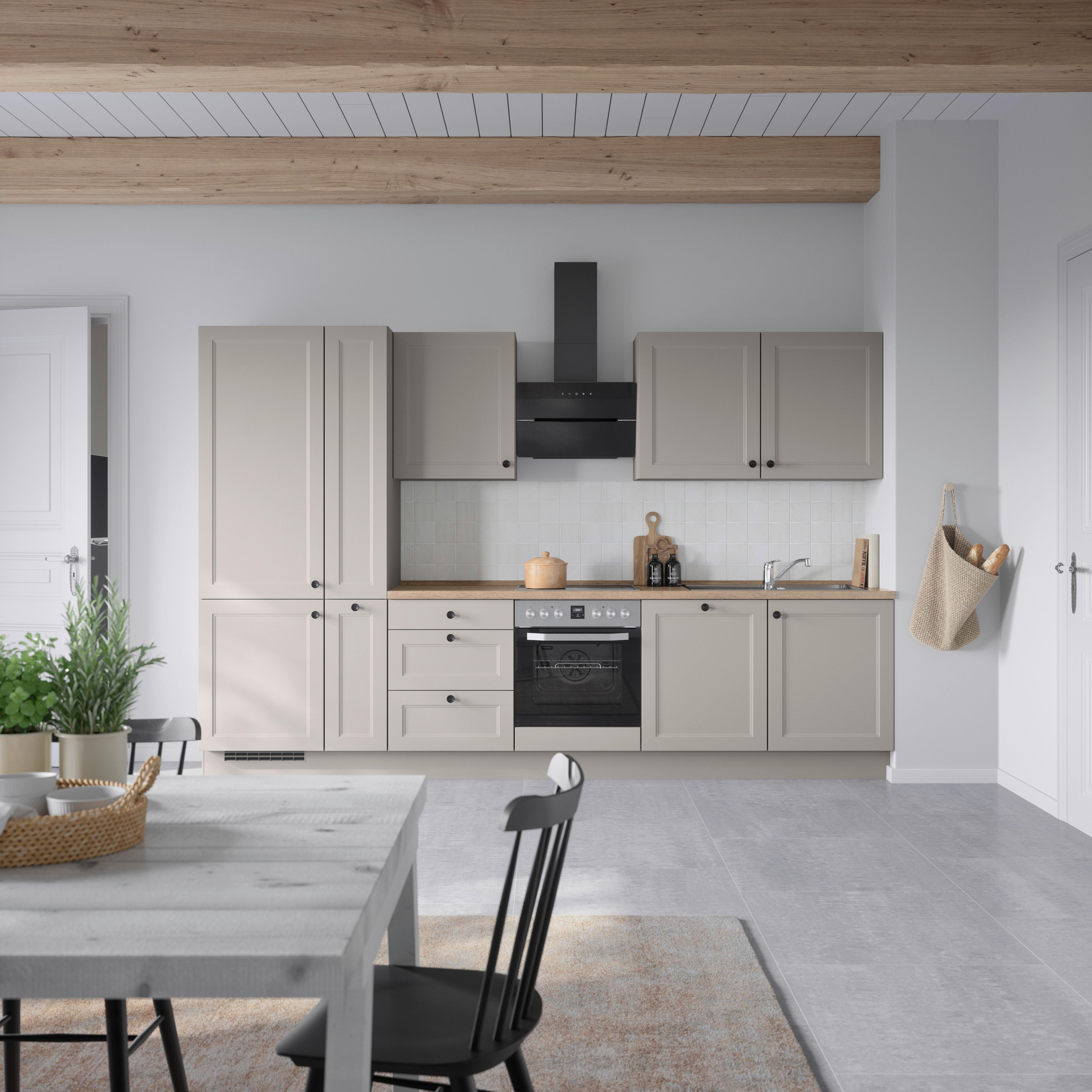 Küchenblock Cascada High m. Geräten Grau - Eiche dunkel/Schwarz, MODERN, Holzwerkstoff/Metall (330cm) - Nobilia