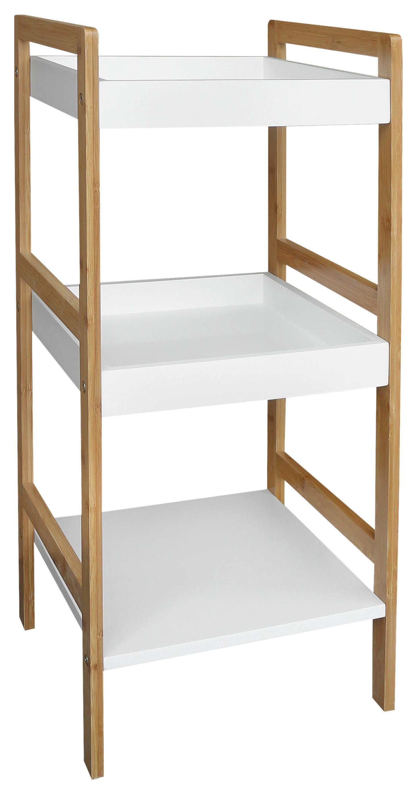 Etajeră LIANE 1 - alb/culoare natur, Modern, materiale naturale/material pe bază de lemn (36/80/33cm) - Based