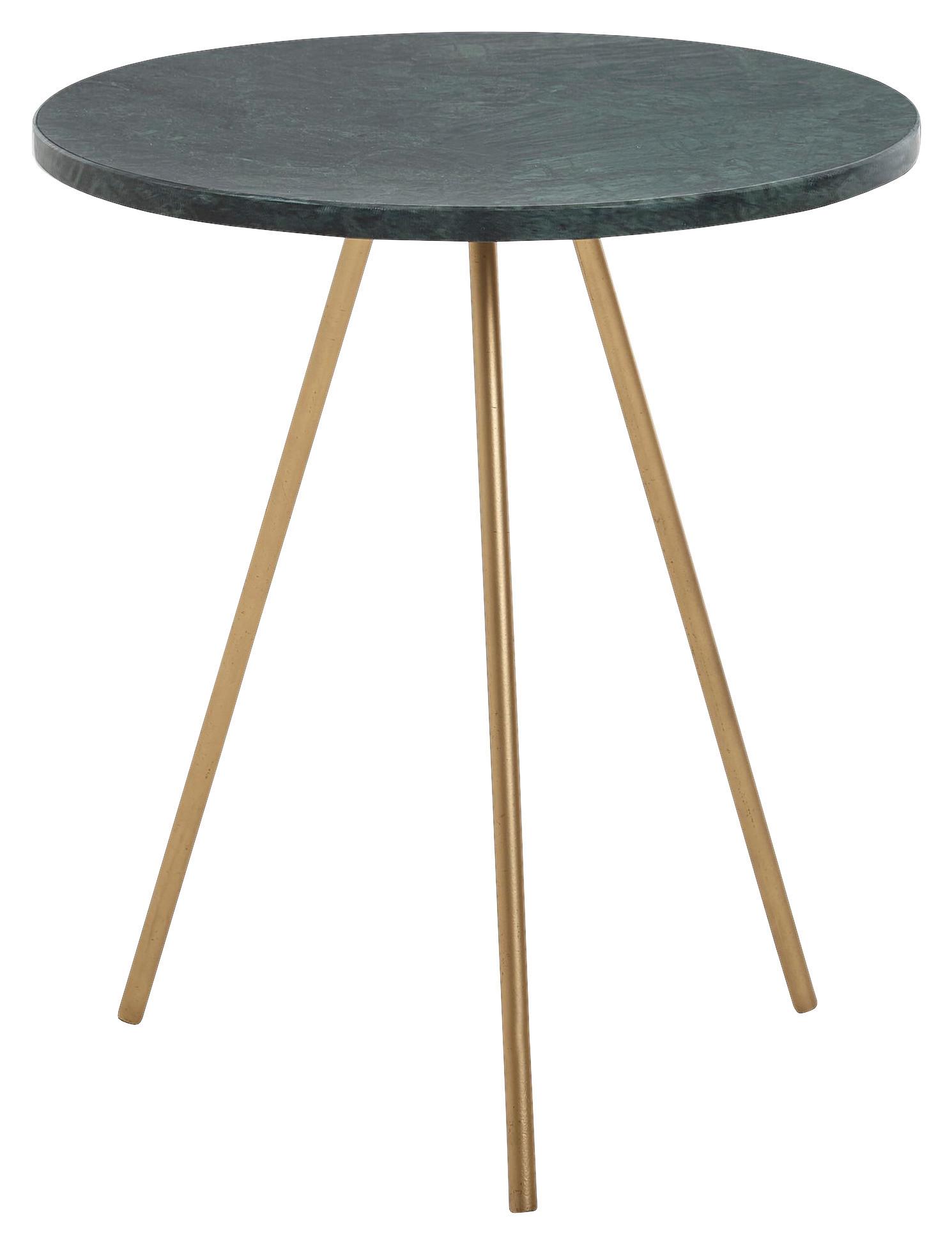 Kisasztal Wohnling - aranyszínű/zöld, Modern, kő/fém (38/38/44cm) - MID.YOU