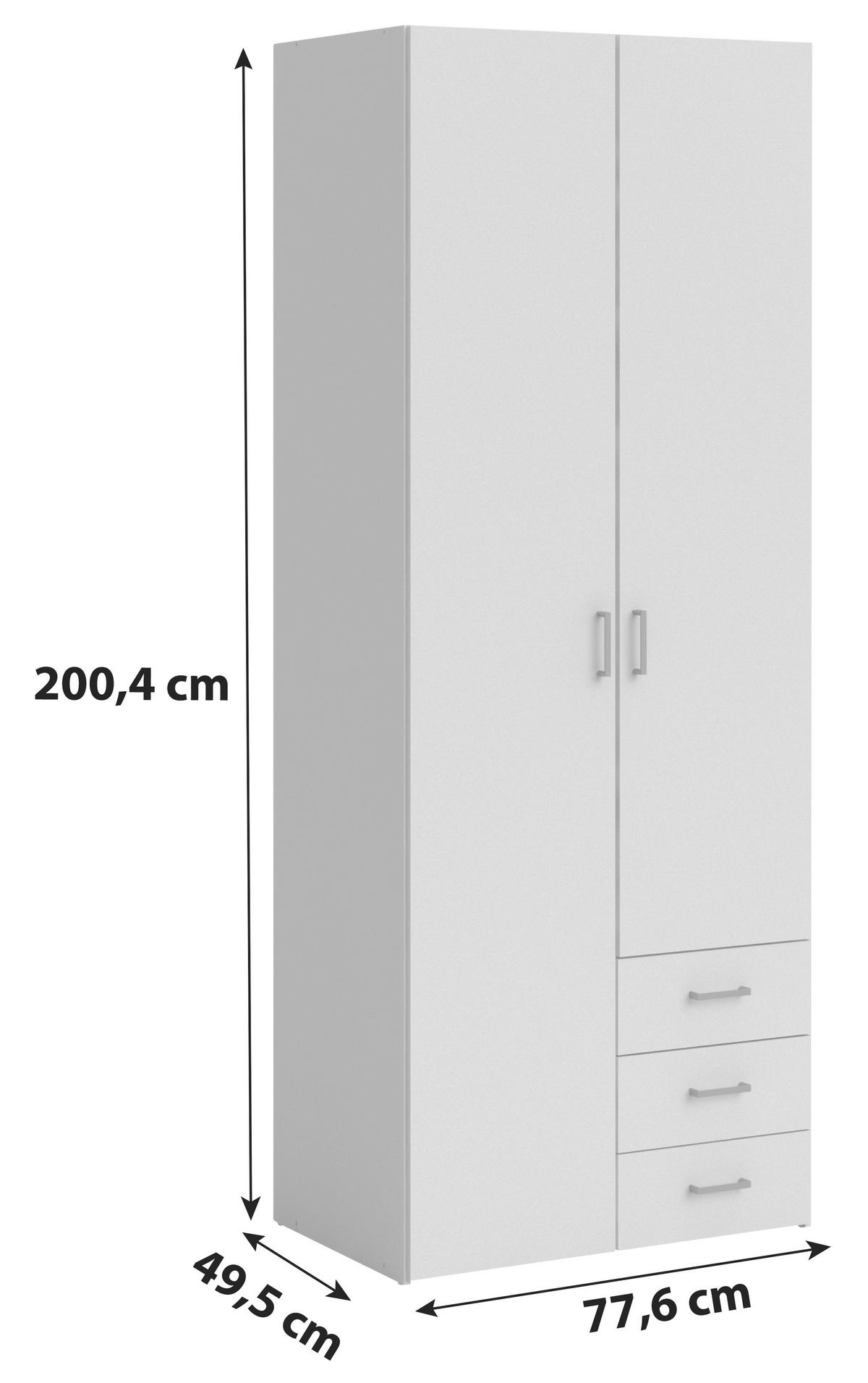 Omara Za Oblačila Space, Bela - srebrne barve/bela, Basics, kovina/leseni material (77,6/200,4/49,5cm) - P & B