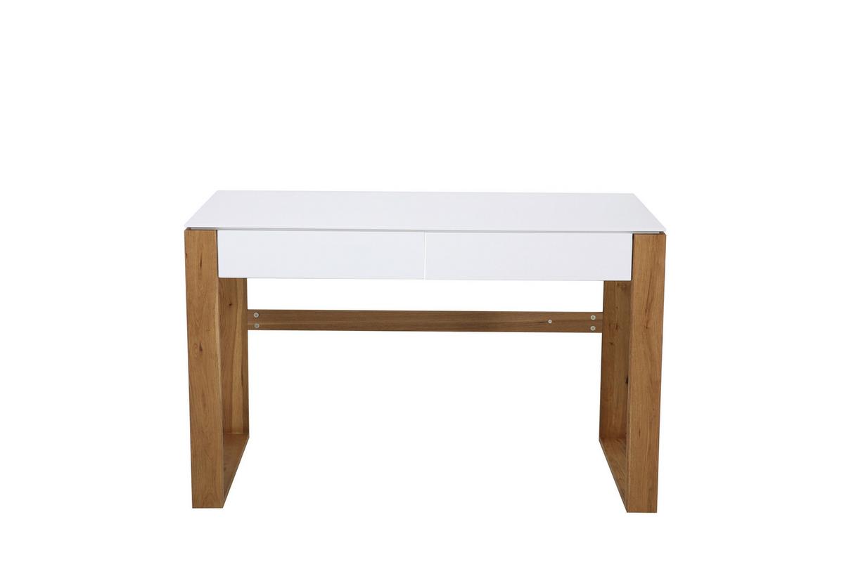 Schreibtisch Weiß/Eichefarben - Naturfarben/Weiß, Design, Holz/Holzwerkstoff (120/60/75cm) - Livetastic
