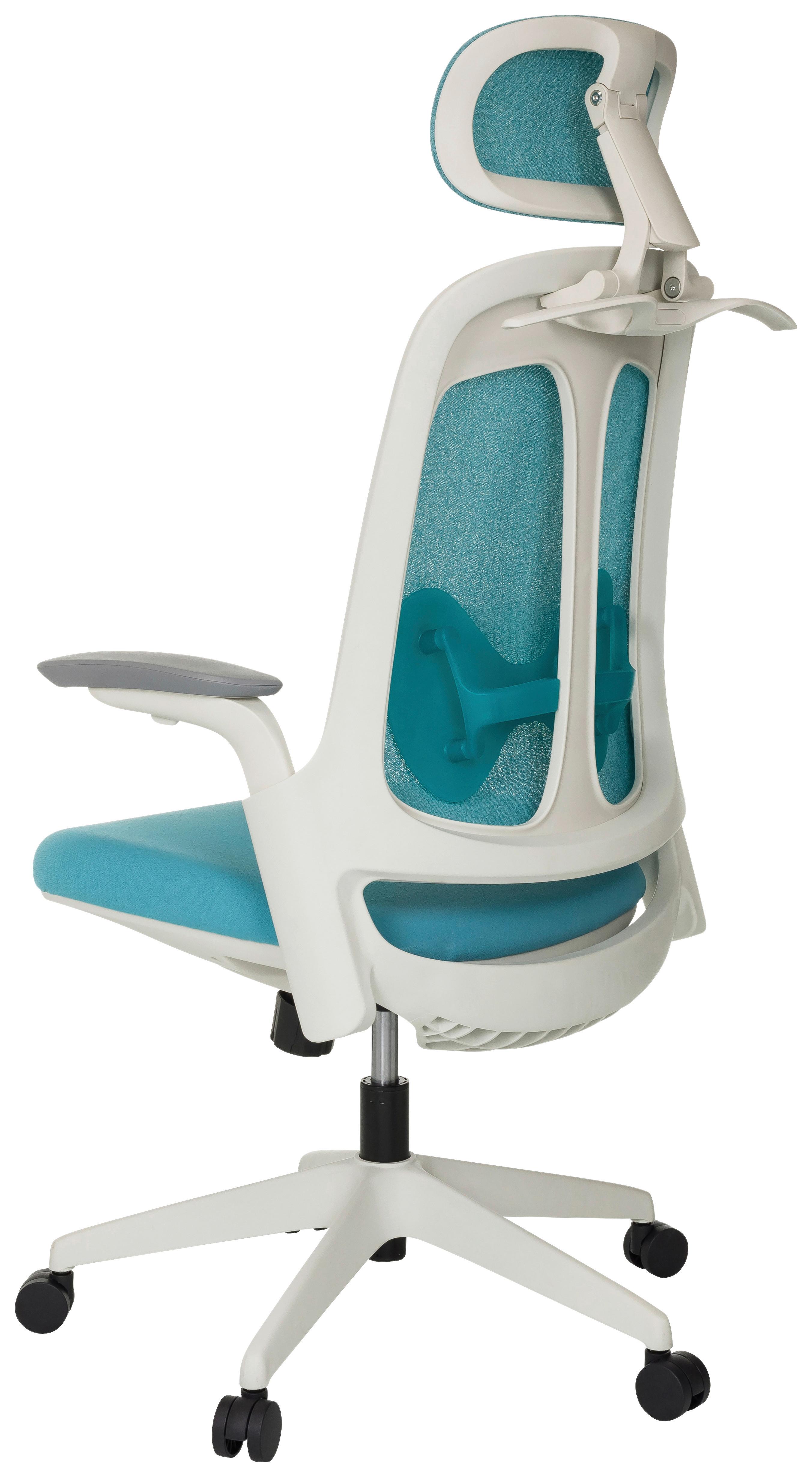 Pisarniški Stol Arceo Wf, Modra - modra/bela, Moderno, umetna masa/tekstil (66/115-131/66cm) - MID.YOU