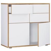 Kommode Salia Weiß/Honigeiche - Honigeiche/Schwarz, Design, Holzwerkstoff/Kunststoff (100/74/33cm) - MID.YOU
