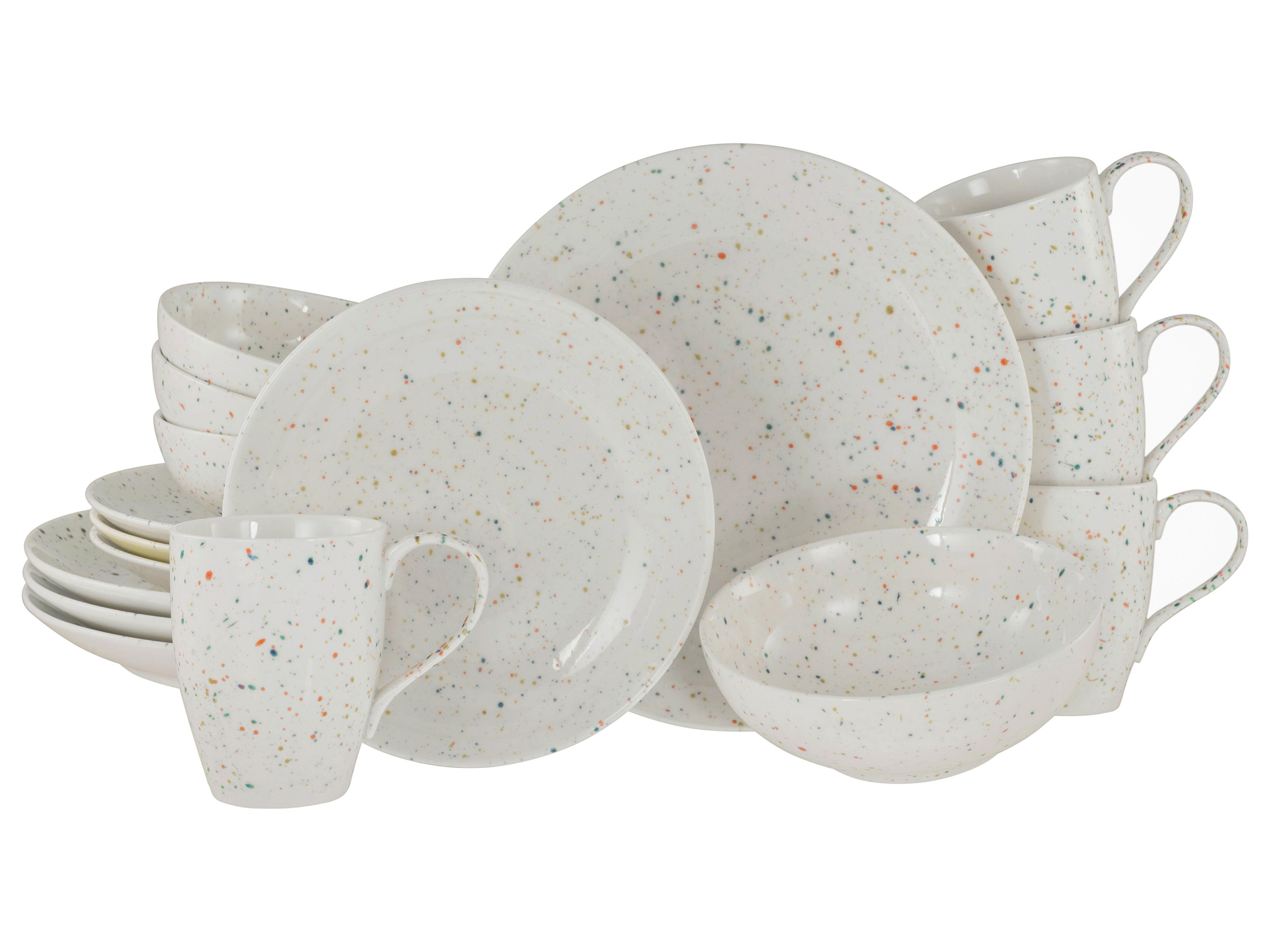 Kombinirani Servis Confetti White, 16-Delni - krem barve, Basics, keramika - Creatable