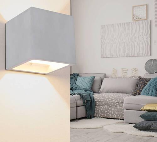 Wandleuchte Timo Grau max. 40 Watt - Grau, Design, Stein (11,5/11,5/11,5cm) - Globo