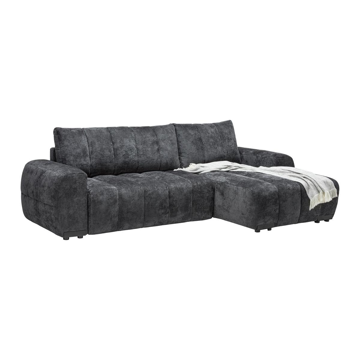 Wohnlandschaft Bolonia Graphitfarben - Schwarz Hochglanz/Graphitfarben, MODERN, Textil/Metall (273/166cm) - Mömax