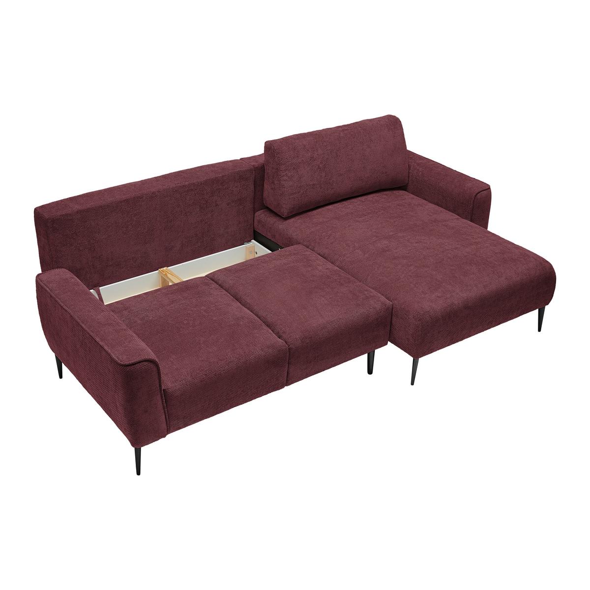 Ecksofa Custom Bordeaux - Bordeaux/Schwarz, MODERN, Textil/Metall (255/164cm) - Mömax