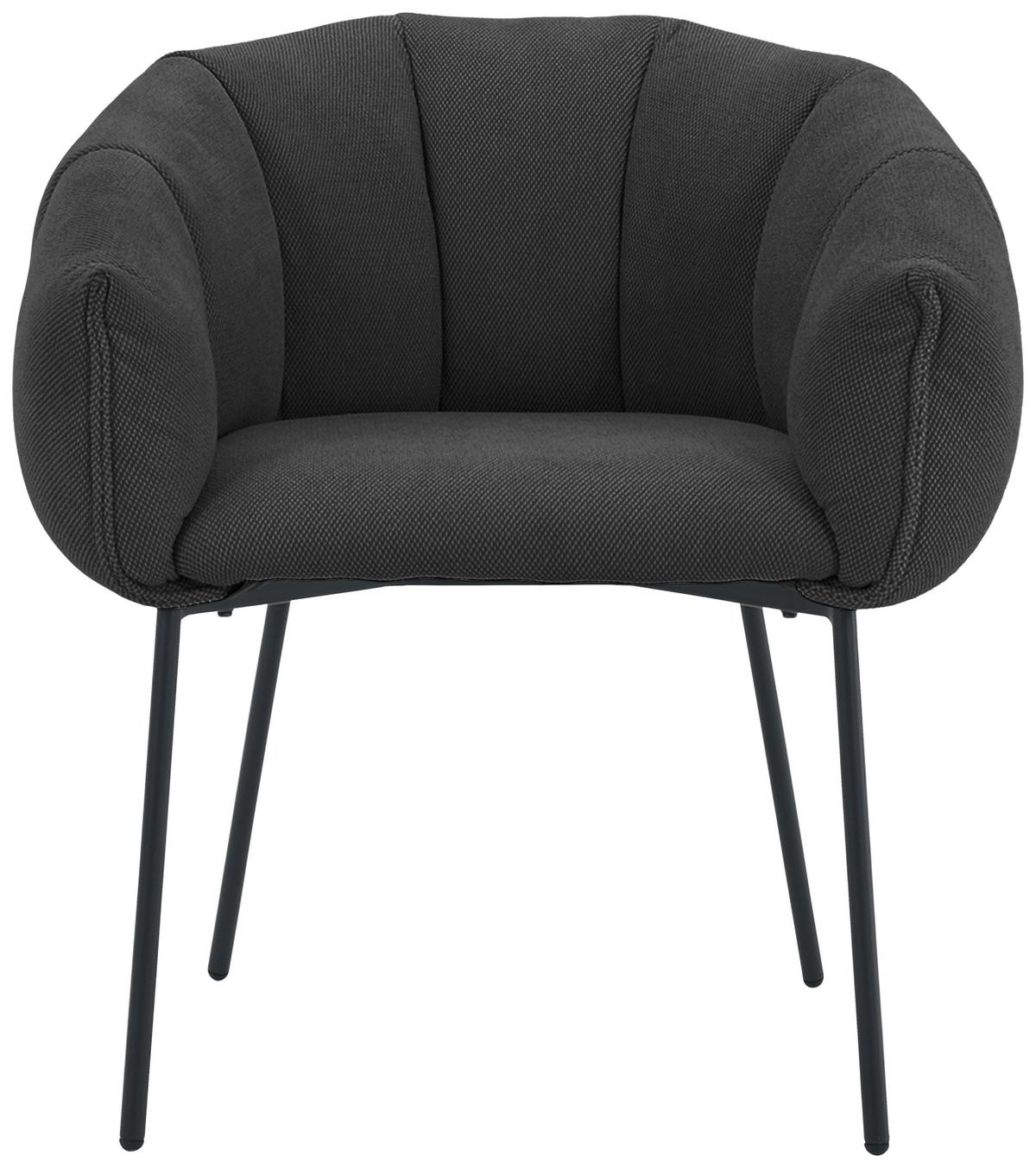 KRZESŁO Z PODŁOKIETNIKAMI LEJLA  -EXKLUSIV- - czarny, Design, metal/tkanina (66/78/72cm) - Carryhome