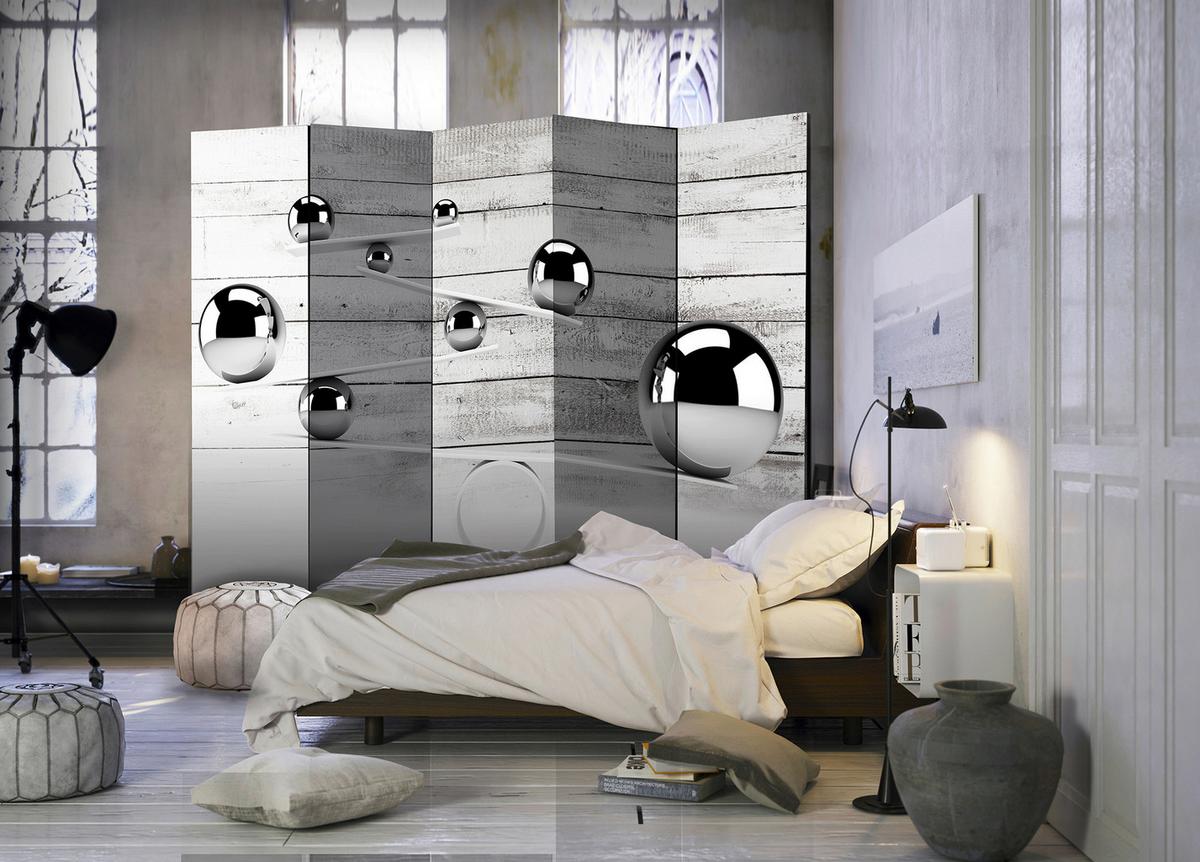 Paravan Balance I, 5-Delni, Dvostranski - siva/bela, Basics, tekstil/les (225/172/3cm) - artgeist