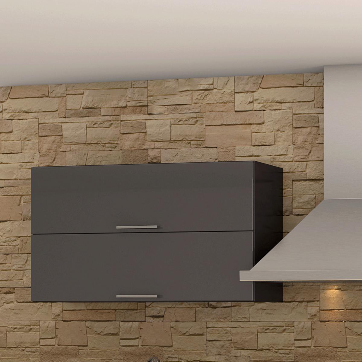 Küchenblock in Anthrazit inkl. E-Geräte 'Mailand' - Chromfarben/Eichefarben, MODERN, Holzwerkstoff/Metall (290cm) - Held