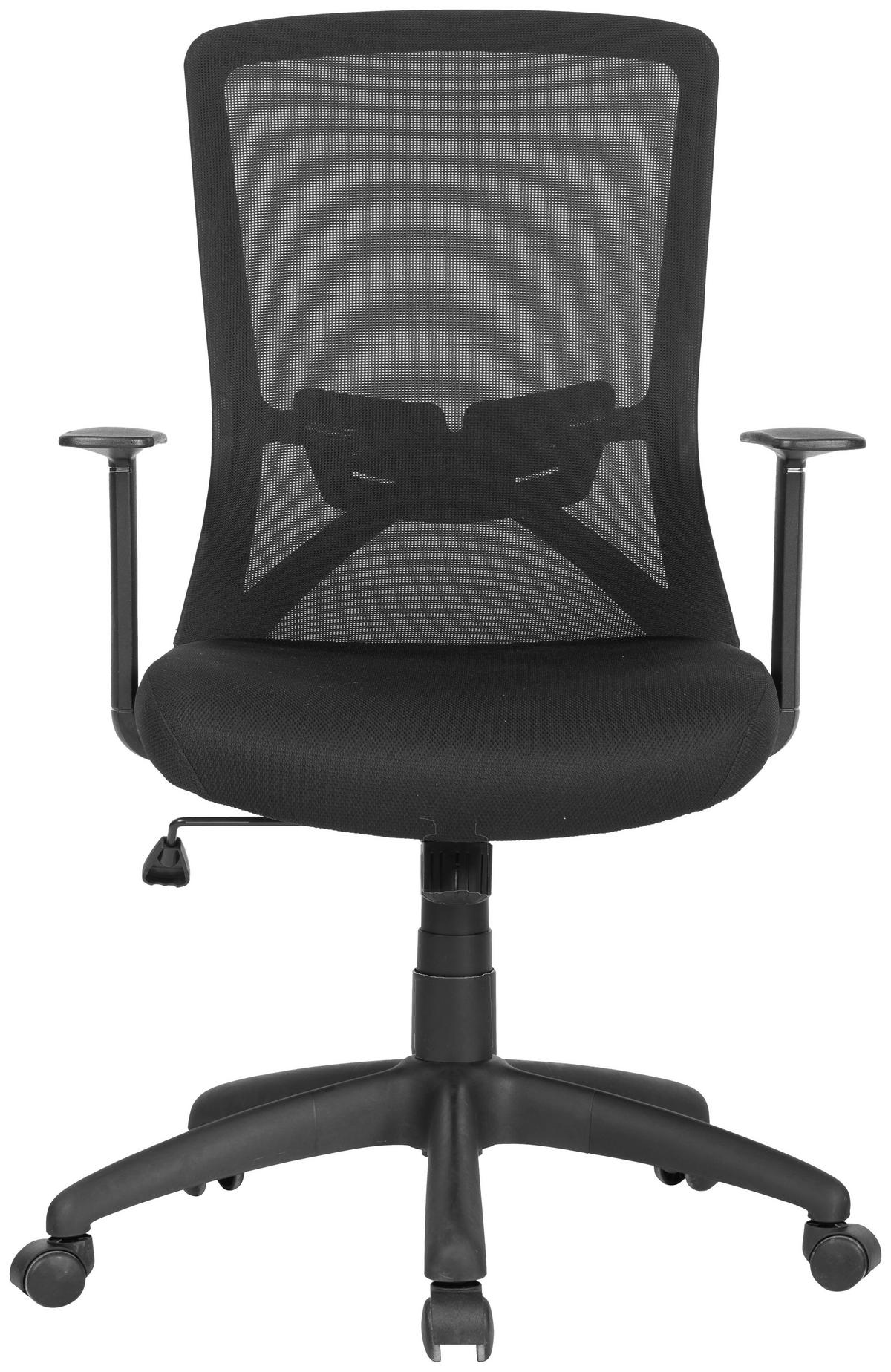 Drehstuhl Long Schwarz - Schwarz, MODERN, Kunststoff/Textil (52,5/95,5-103/60,5cm) - MID.YOU