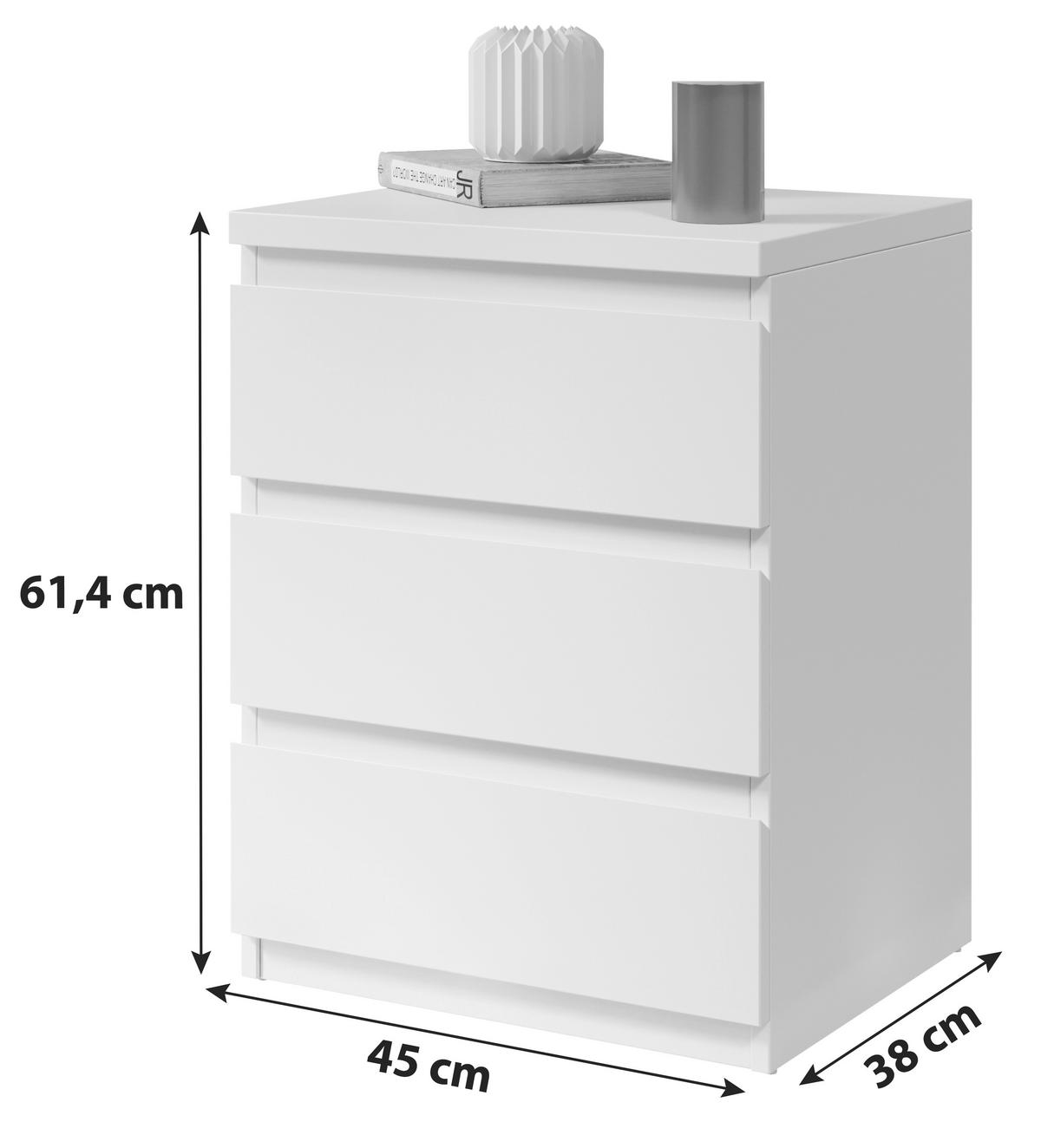SZAFKA NOCNA OLLI B: 45 CM WEISS - biały, Basics (45/61,4/38cm) - MID.YOU