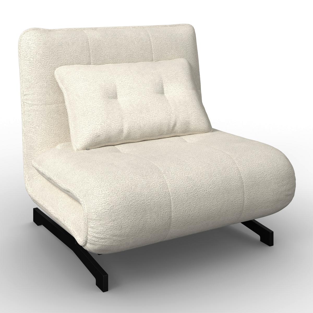 Schlafsessel Luna Bouclé Weiß - Schwarz/Weiß, MODERN, Textil/Metall (92/40/66cm) - Bessagi Home