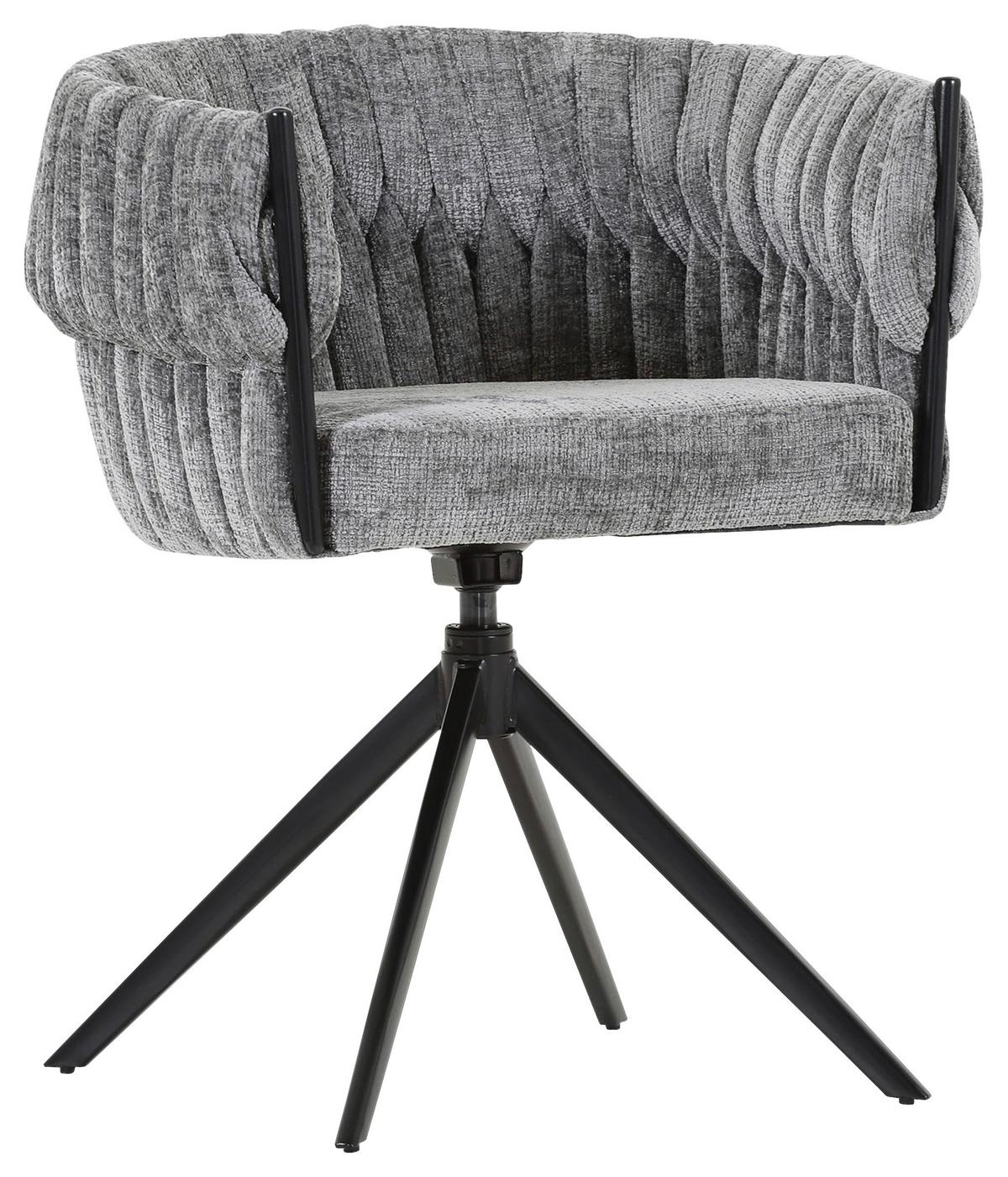 KRZESŁO Z PODŁOKIETNIKAMI TWISTY - czarny/szary, Design, metal/tkanina (65/76/60cm) - Carryhome