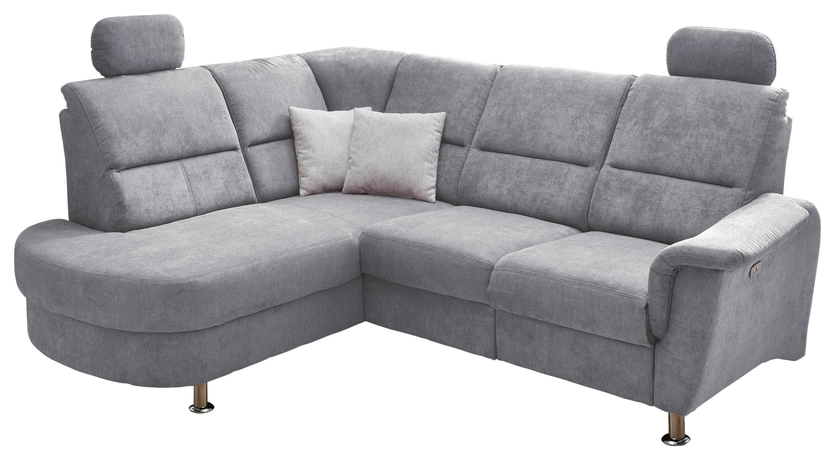 Wohnlandschaft Parole Grau Mikrofaser - Chromfarben/Grau, KONVENTIONELL, Textil/Metall (184/231cm) - Livetastic