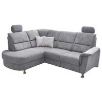 Wohnlandschaft Parole Grau Mikrofaser - Chromfarben/Grau, KONVENTIONELL, Textil/Metall (184/231cm) - Livetastic