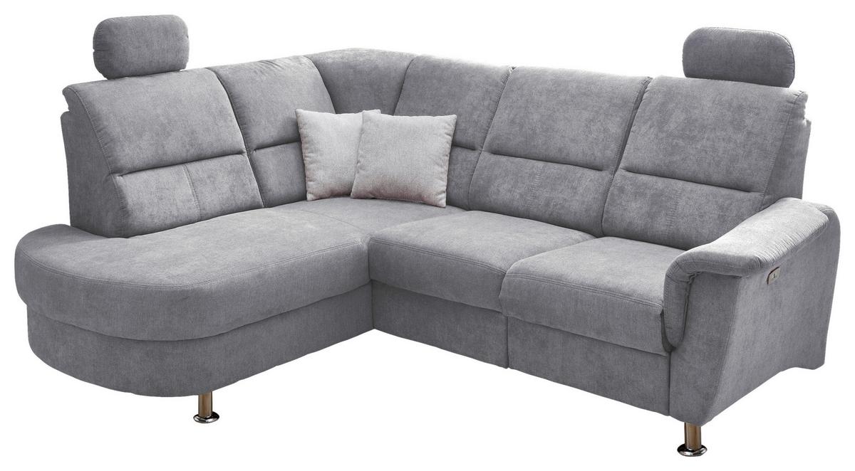 Wohnlandschaft Parole Grau Mikrofaser - Chromfarben/Grau, KONVENTIONELL, Textil/Metall (184/231cm) - Livetastic