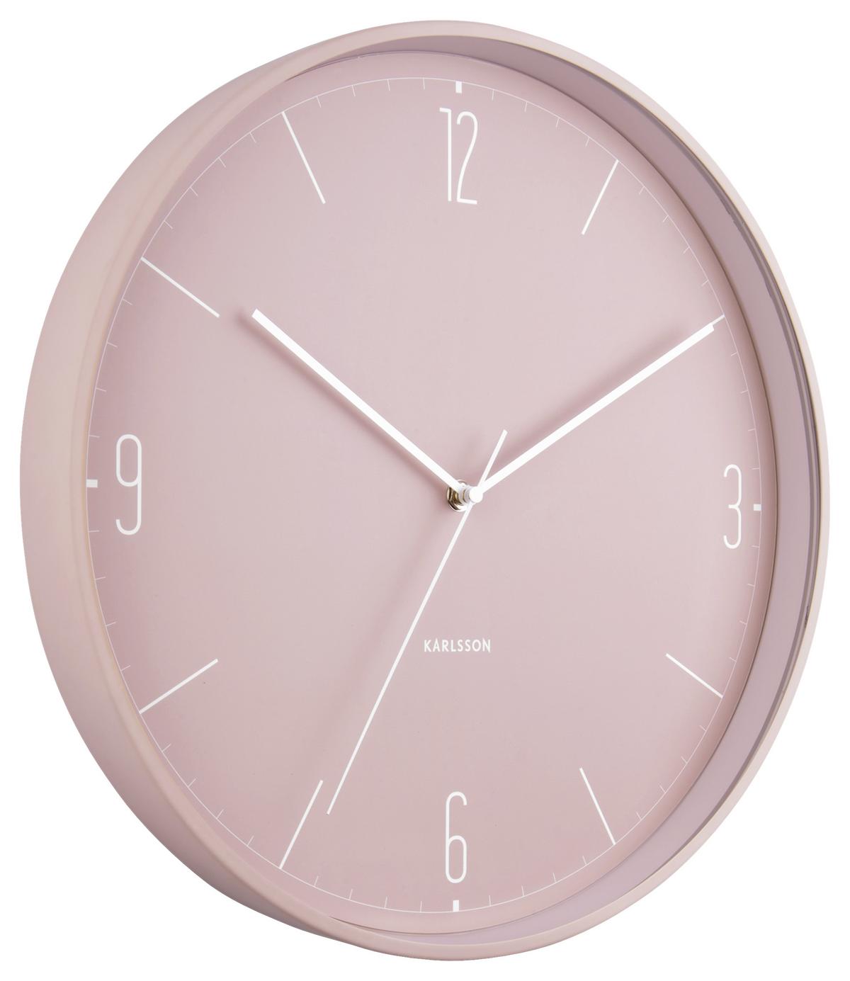 Wanduhr Numbers in Hellrosa - Hellrosa, ROMANTIK / LANDHAUS, Metall (40cm) - Karlsson