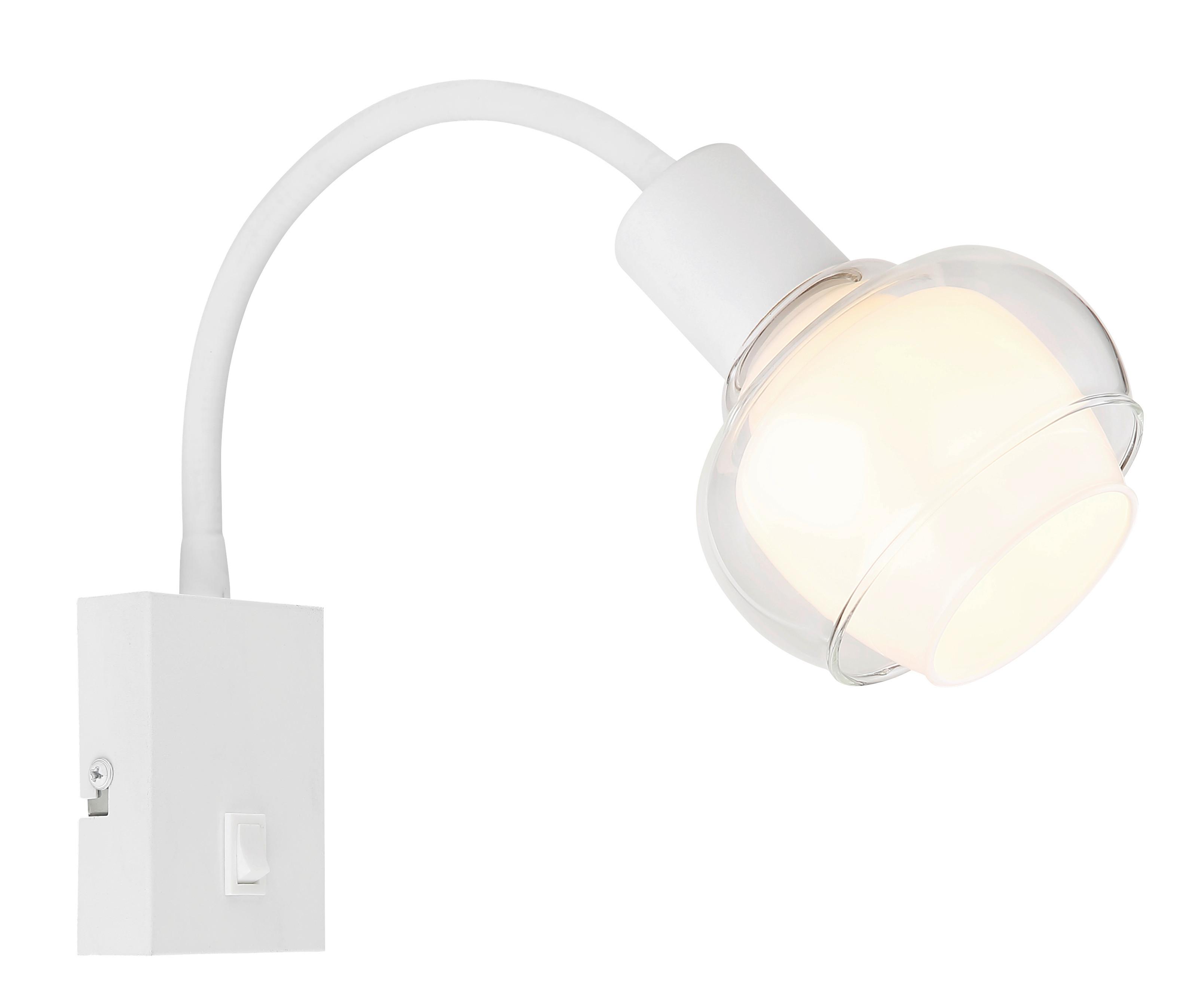 Wandleuchte Tokki Klar/Opal/Weiß max. 40 Watt - Klar/Opal, Design, Glas/Kunststoff (10,5/35,5/46,5cm) - Globo