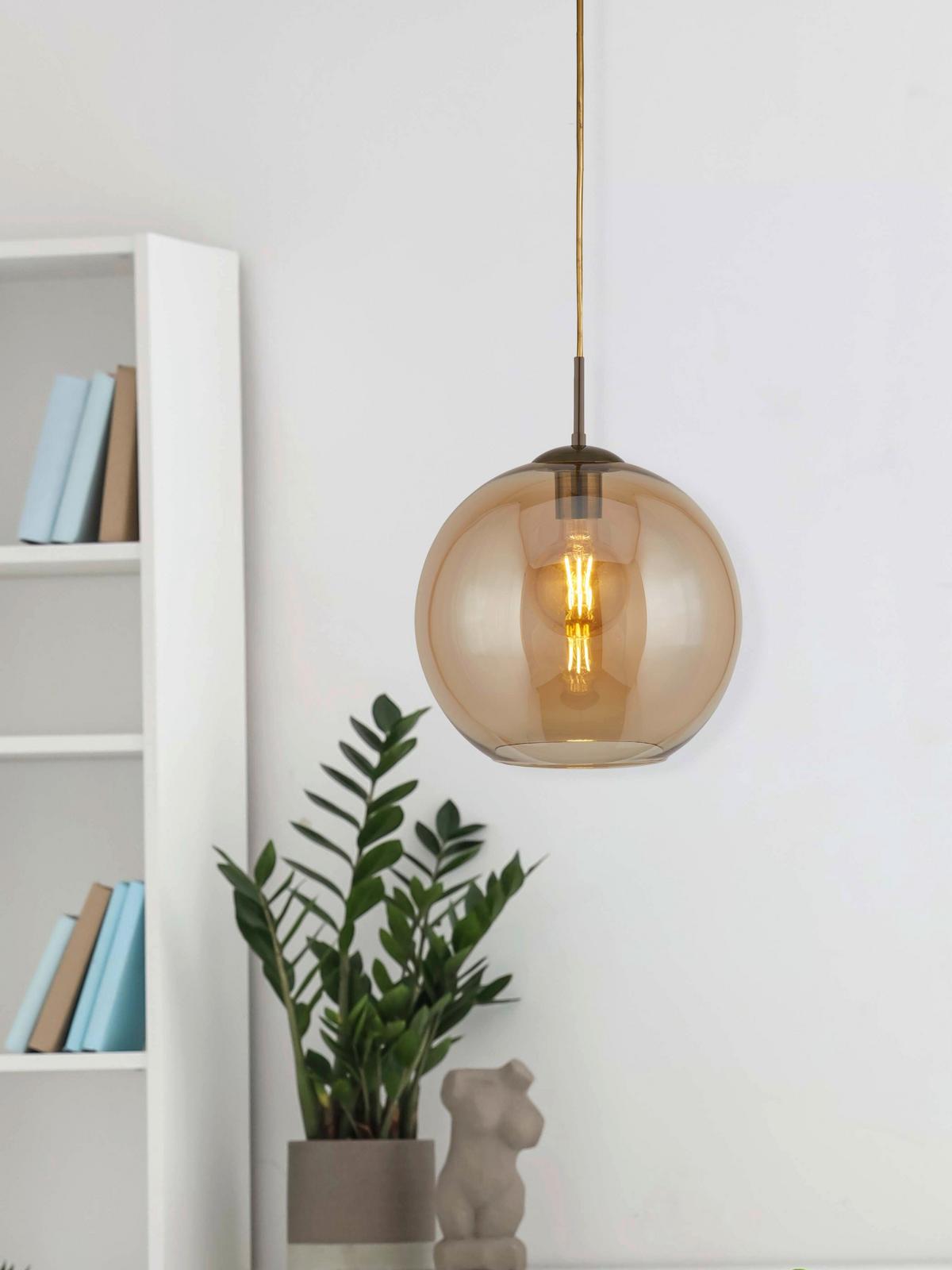 Függőlámpa 1621am Balls - borostyánszínű, Trend, üveg/fém (25/120cm) - Searchlight