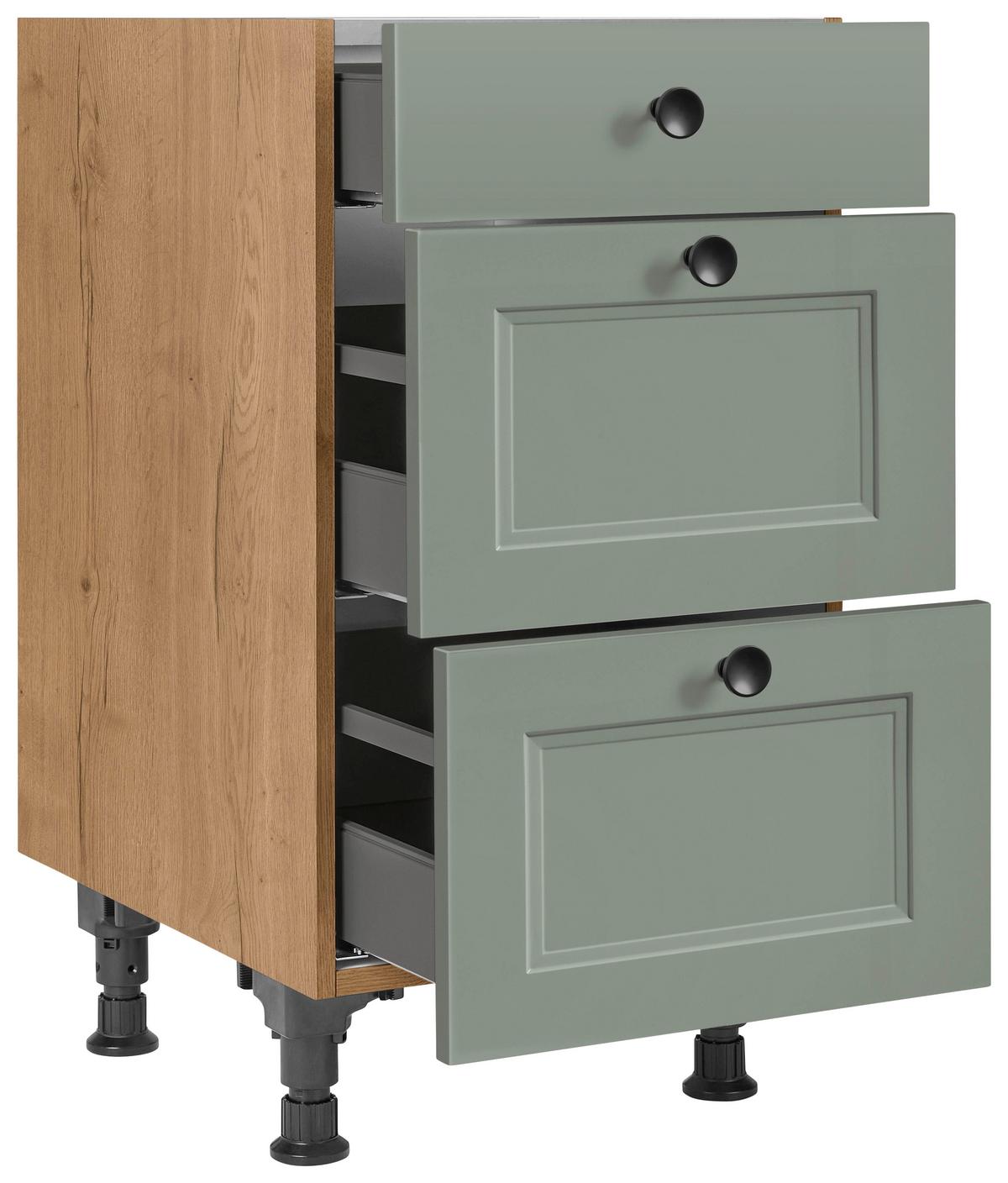 Schubkastenunterschrank Cascada Grün - Eichefarben/Schwarz, MODERN, Holzwerkstoff/Metall (45/87/56cm) - Nobilia