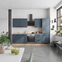 Küchenblock Easytouch High m. Geräten Dunkelblau - Eichefarben/Schwarz, MODERN, Holzwerkstoff/Metall (300cm) - Nobilia
