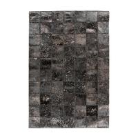 Lederteppich Voila 125 Schwarz 120x170 - Schwarz, Basics, Leder (120/170cm) - Kayoom
