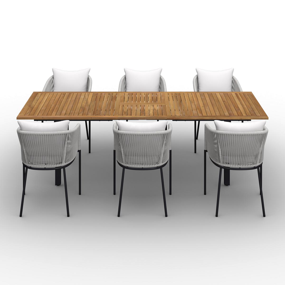 Gartengarnitur Giovanna Creme Holz/Metall/Textil - Creme/Grau, MODERN, Holz/Kunststoff - Bessagi Garden