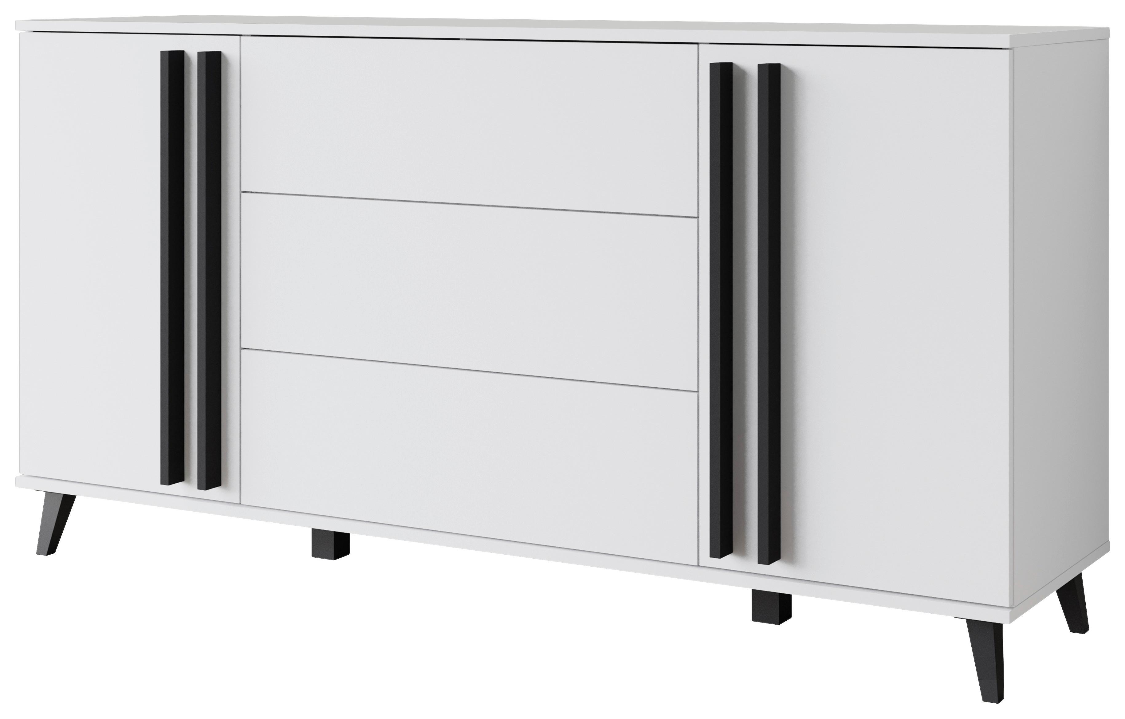 SIDEBOARD Helsinki Weiß B: 150cm - Schwarz/Weiß, Trend, Holzwerkstoff/Kunststoff (150/77,8/39,5cm) - P & B
