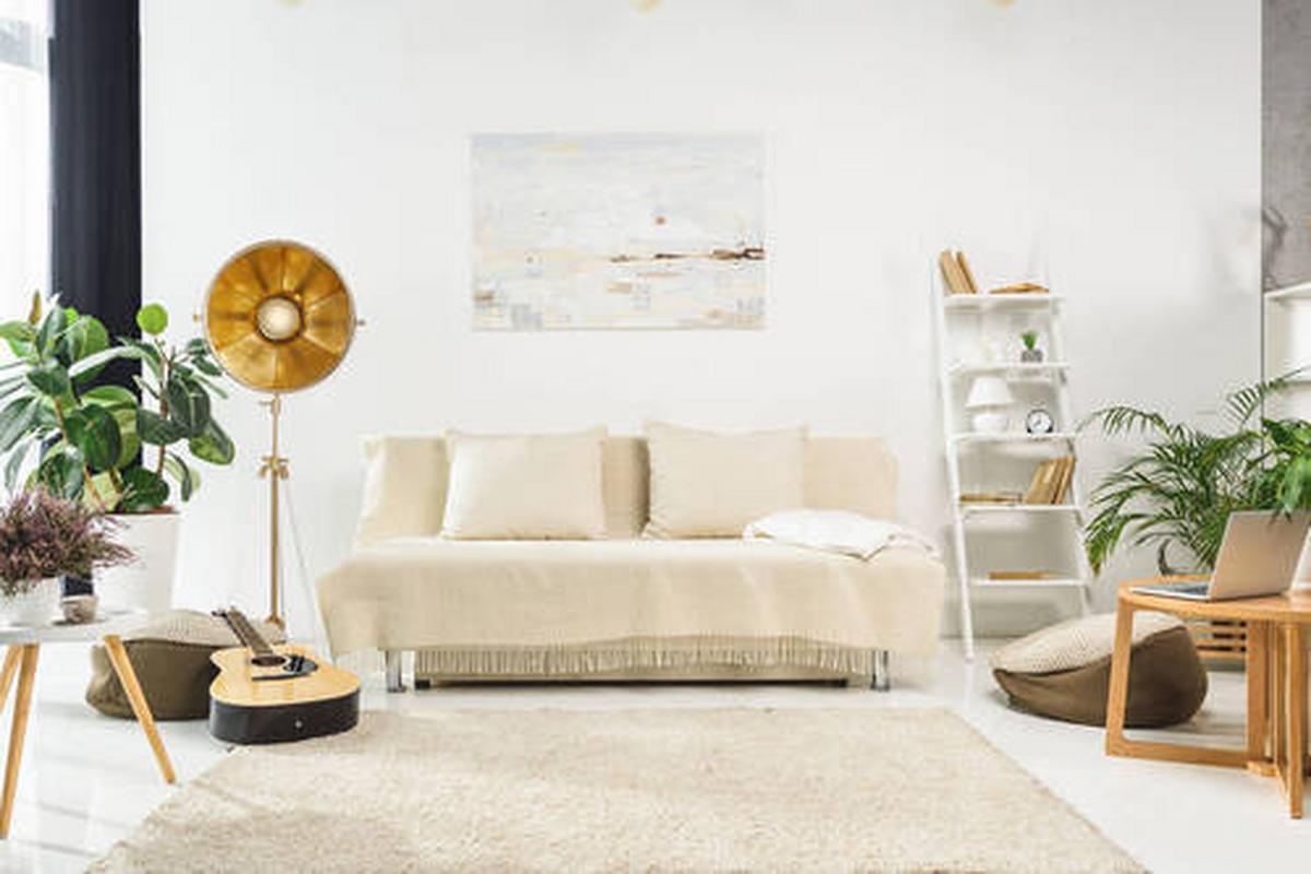 Stehleuchte Qhyd6-Wht - Weiss/Beige, Trend, Kunststoff/Textil (57/157/53cm) - Kayoom
