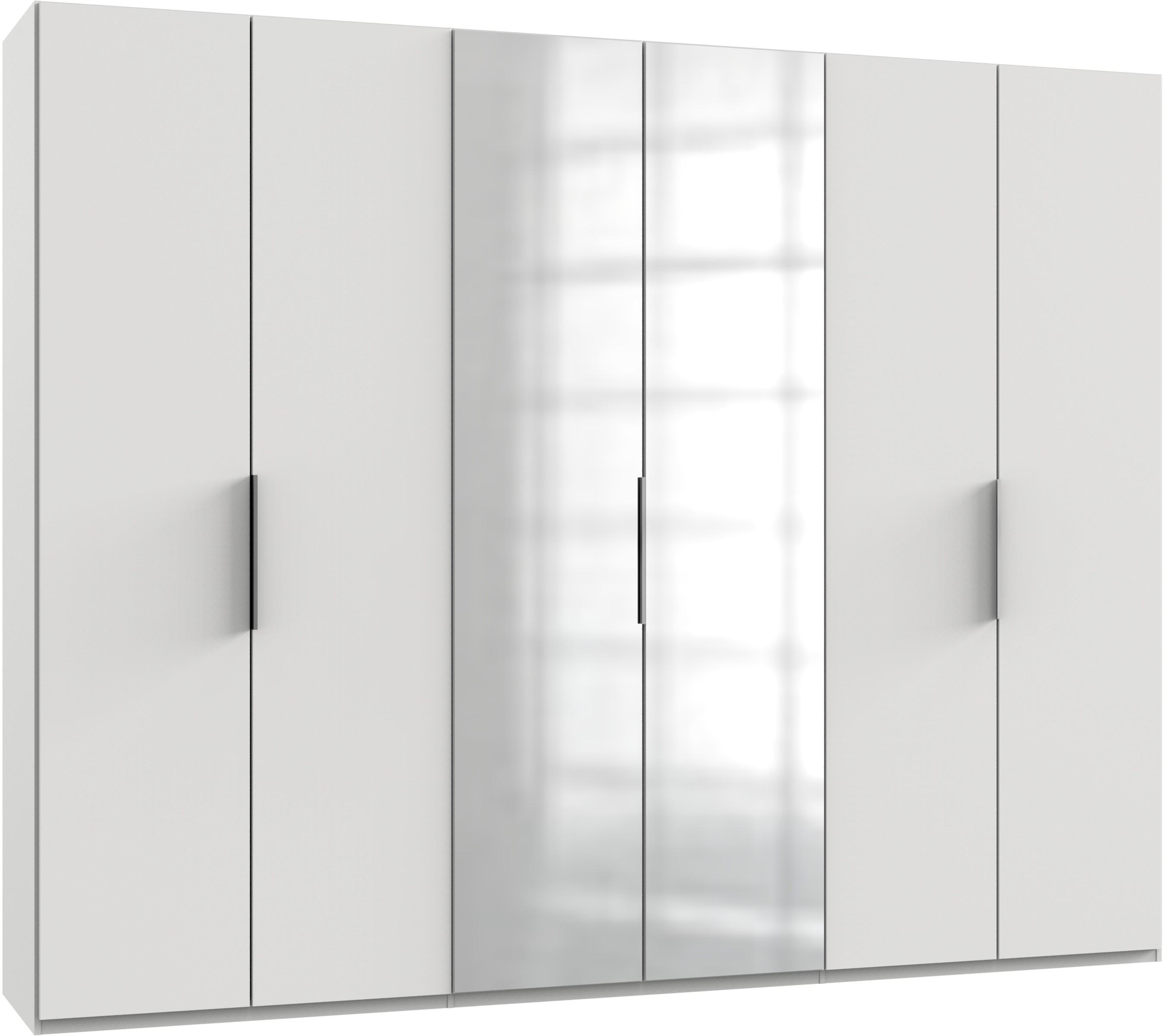 Drehtürenschrank Level 36A mit Spiegel ca. 300 cm Weiß - Chromfarben/Weiß, MODERN, Holzwerkstoff (300/236/58cm) - MID.YOU