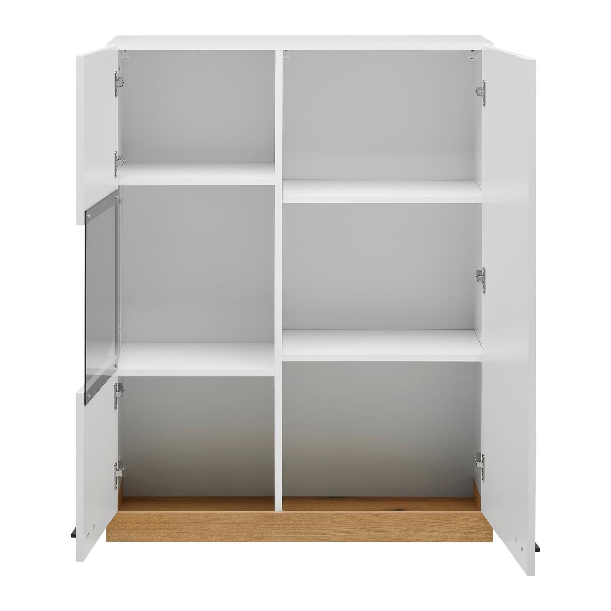 Hängevitrine Kiro Weiß/Eichefarben - MODERN, Glas/Holzwerkstoff (90/120/35cm) - Mömax