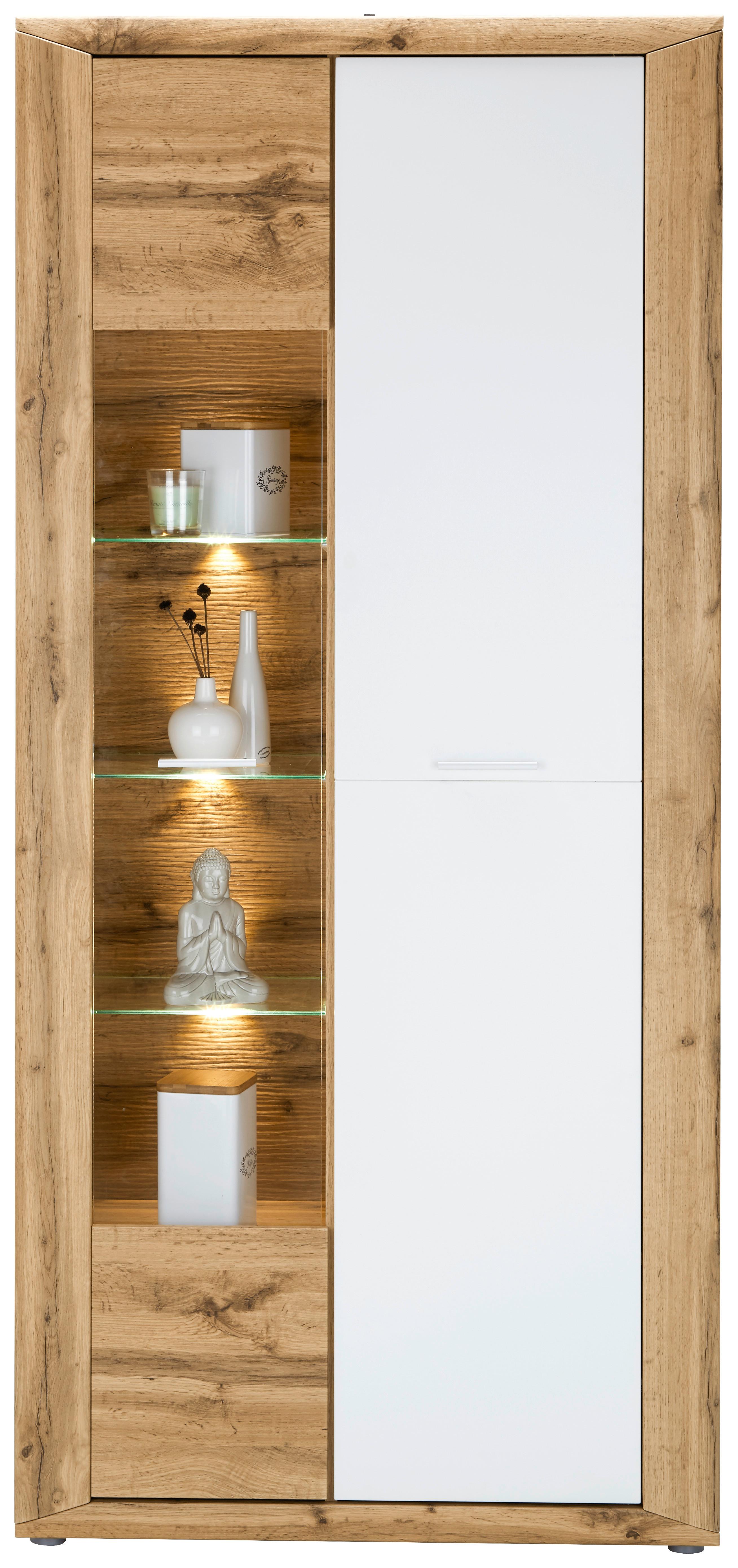 Vitrina Luca - bijela/srebrne boje, Konvencionalno, staklo/drvni materijal (91/198/35cm) - Mömax