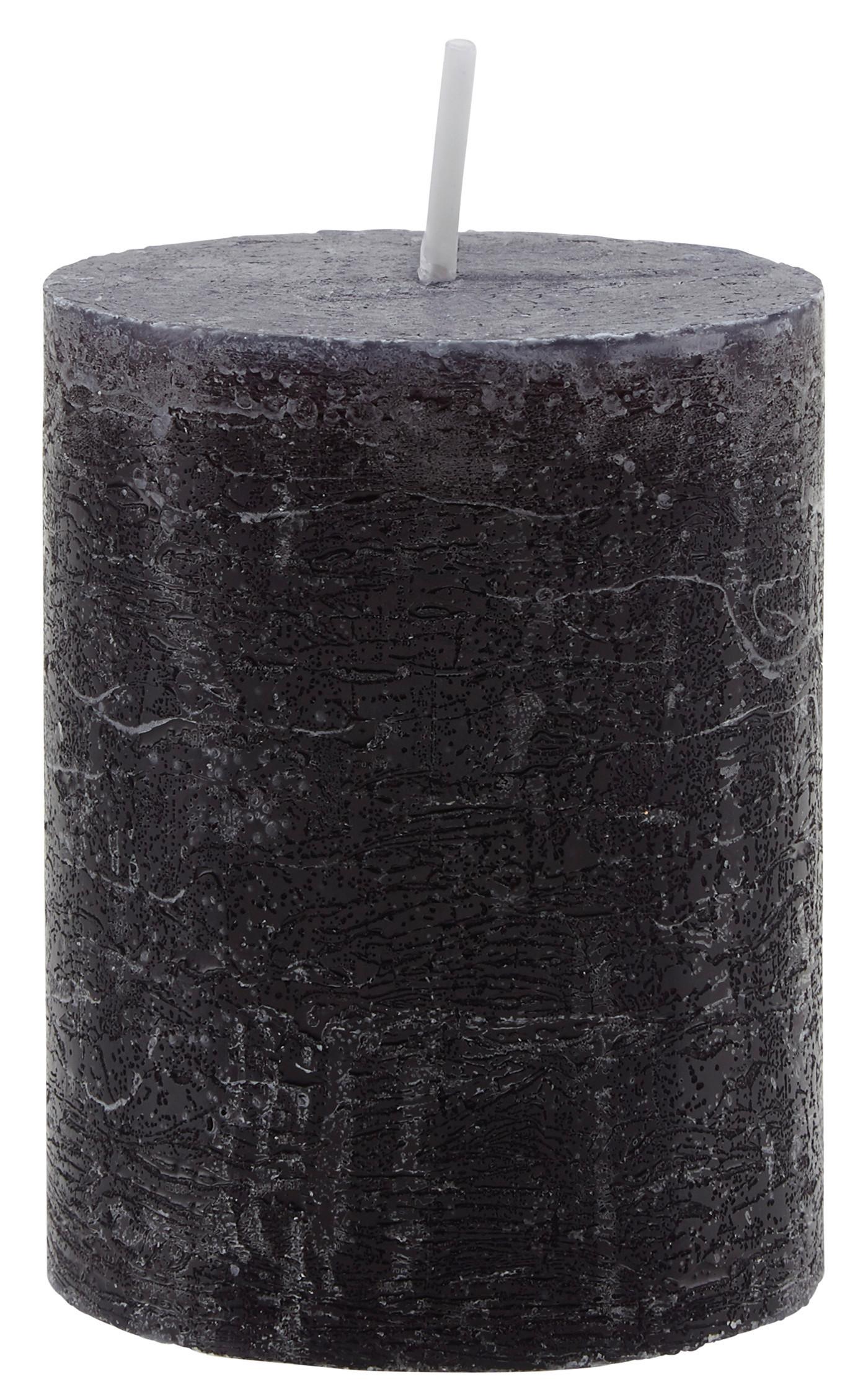 Stumpenkerze Lia in Schwarz - Schwarz, MODERN (6,8/9cm) - Premium Living