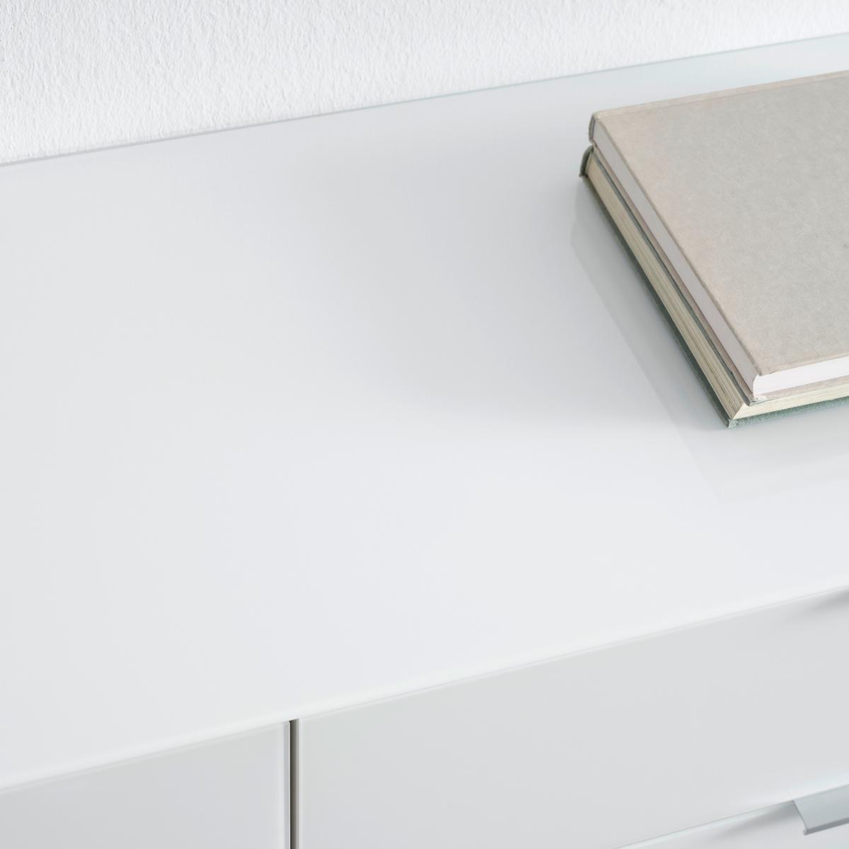 Sideboard Oakland in Weiß/Eichefarben - Chromfarben/Eichefarben, MODERN, Glas/Holzwerkstoff (134/102/42cm) - Premium Living