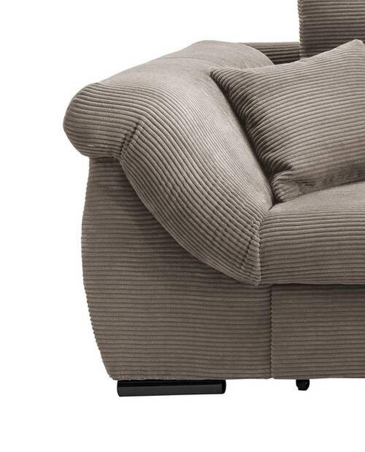 Wohnlandschaft Frederico Graubraun Cord - Graubraun/Schwarz, MODERN, Holz/Textil (302/188cm) - MID.YOU