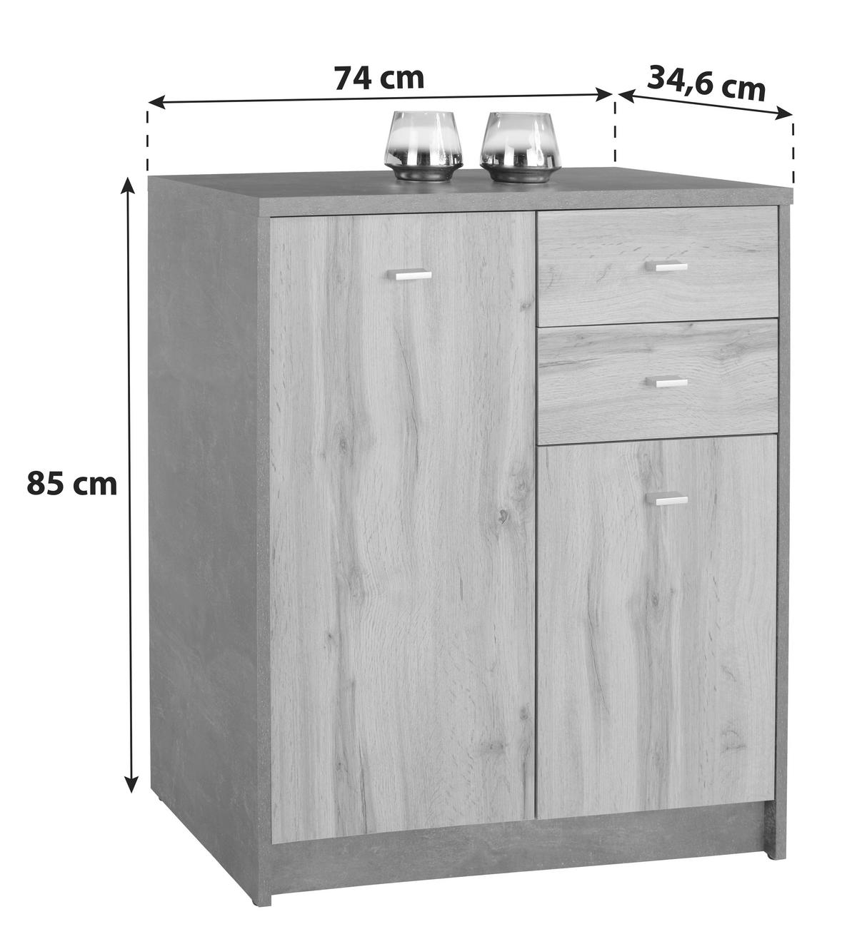 Komoda 4-You Yuk04 - barve hrasta, Moderno, leseni material (74/85,4/34,6cm) - Mömax