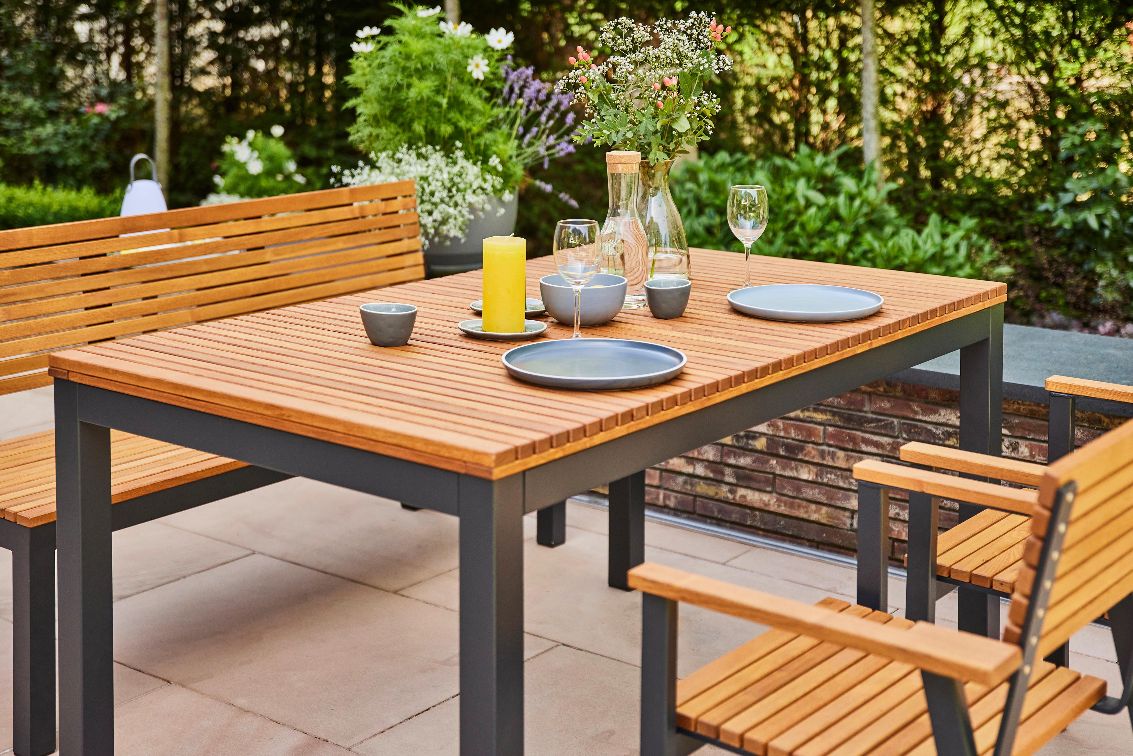 GARTENTISCH N86395 - Anthrazit/Robinienfarben, KONVENTIONELL, Holz/Metall (160/90/76cm) - Siena Garden