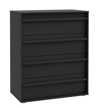 Komód 4 Fiókkal Canchoa - fekete, Modern, faalapú anyag (78,4/94,4/42cm)