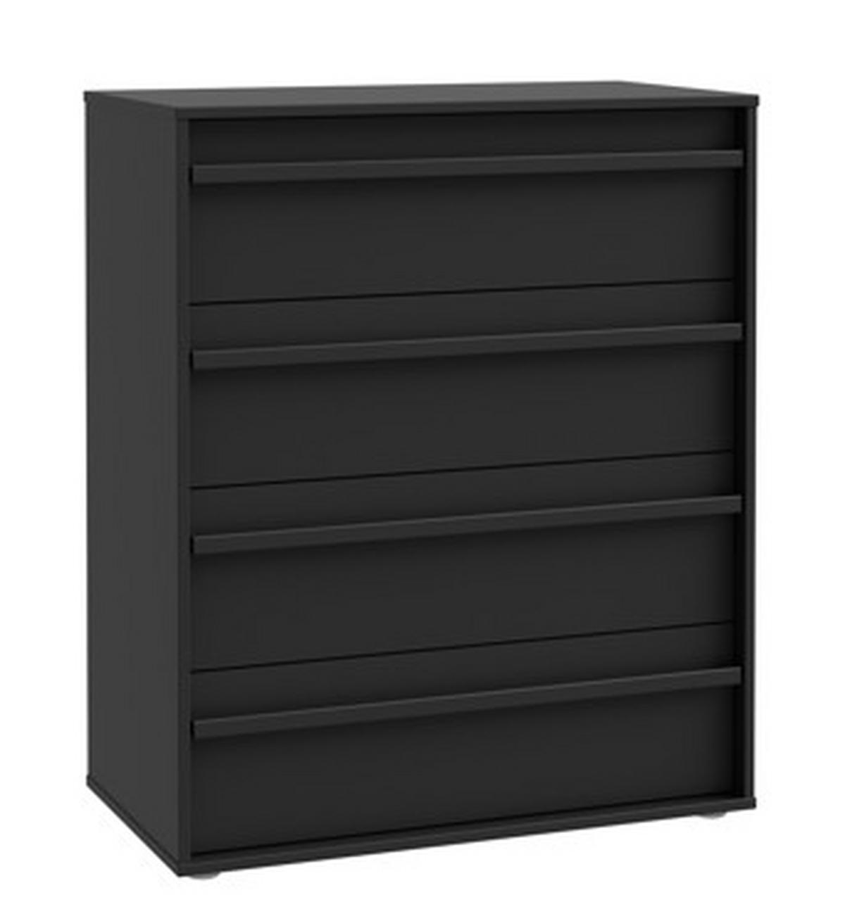 Komód 4 Fiókkal Canchoa - fekete, Modern, faalapú anyag (78,4/94,4/42cm)