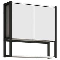 Spiegelschrank Edino ca. 60x60 cm Weiß/Schwarz - Weiß, MODERN, Glas/Holzwerkstoff (60/60/17cm) - MID.YOU