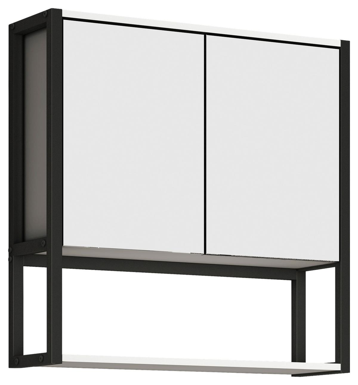 Spiegelschrank Edino ca. 60x60 cm Weiß/Schwarz - Weiß, MODERN, Glas/Holzwerkstoff (60/60/17cm) - MID.YOU