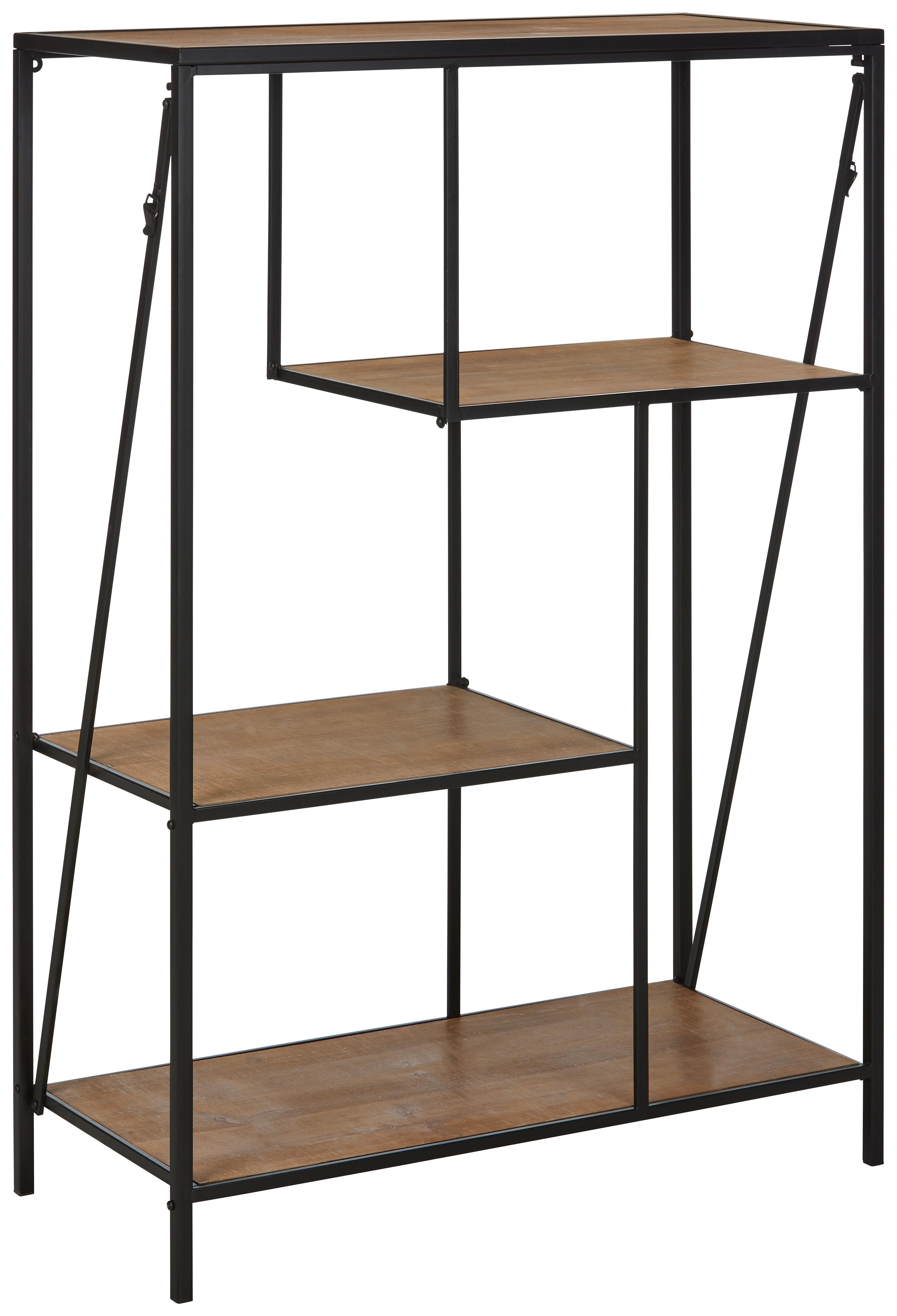 Regal Alcott - črna/naravne barve, Moderno, kovina/leseni material (77/114/35cm) - Mömax